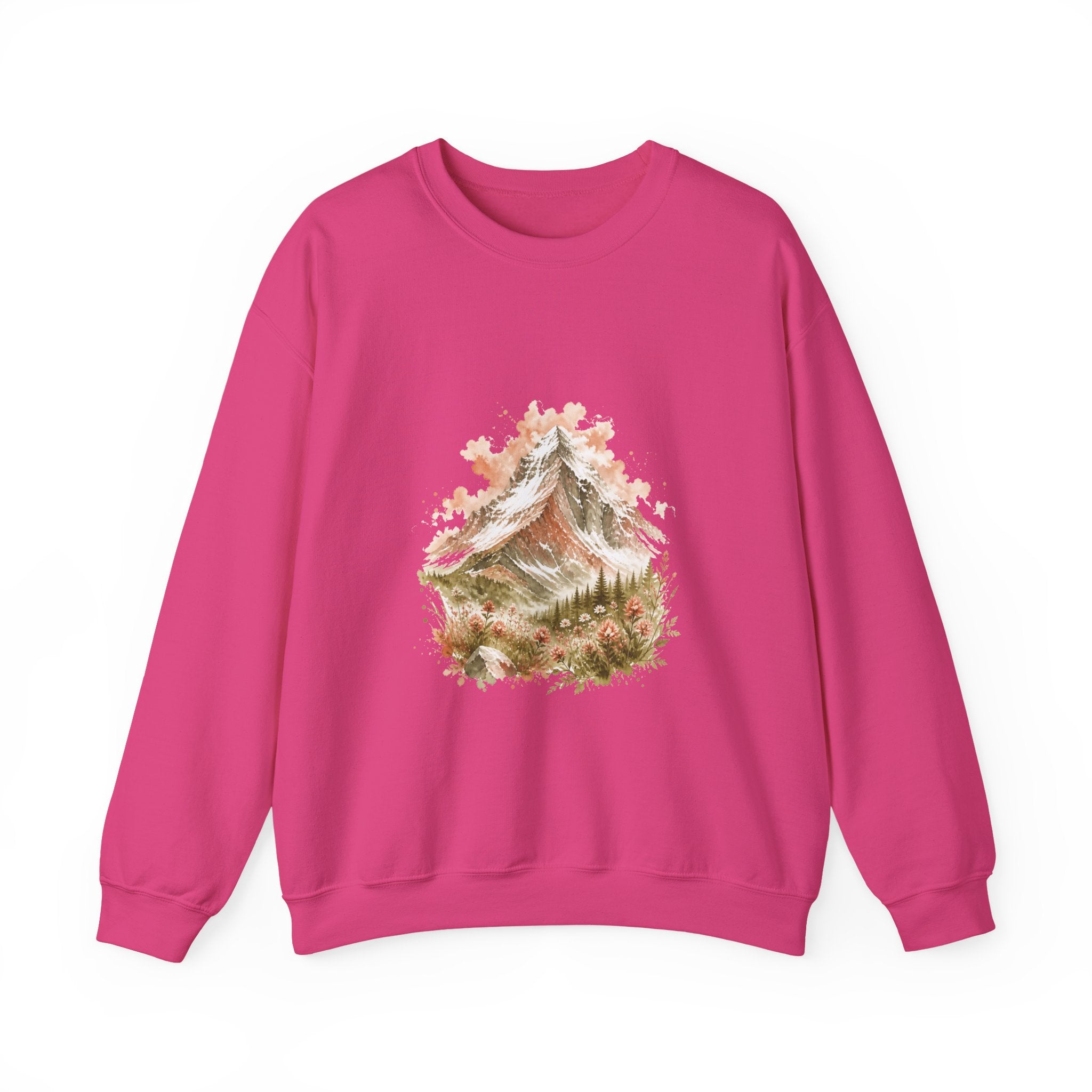 Matching Couple Sweatshirt - Mountain & Ocean Matching Couple Premium Fleece Sweatshirt Watercolor Art His Hers Birthday Gift - Design A