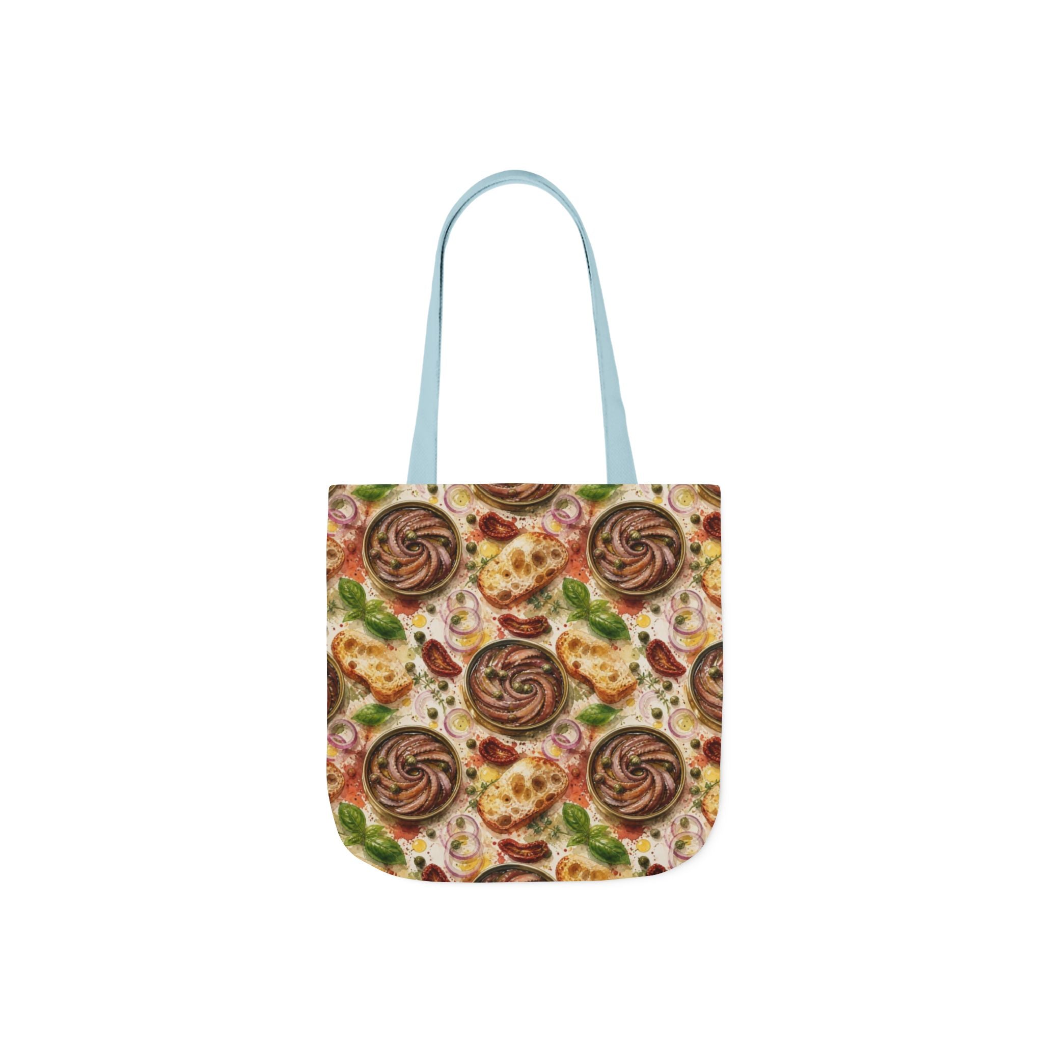 Anchovies & Capers Canvas Tote Bag Mediterranean Kitchen Watercolor Splash Design Italian Cottagecore Gift