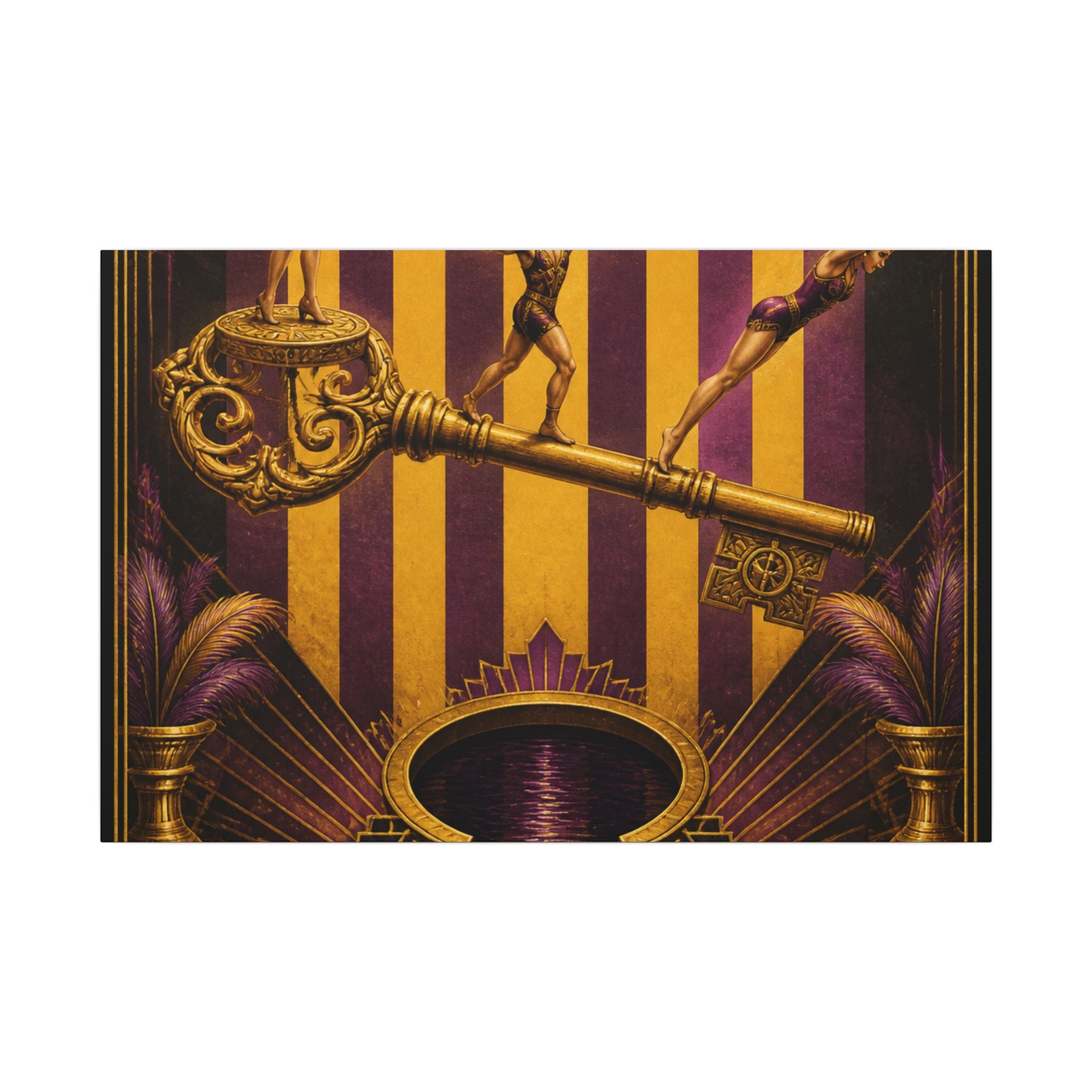 Giant Key Performance Wall Art Canvas 24×36 Art Deco Bar Area Decor Maximalist Print