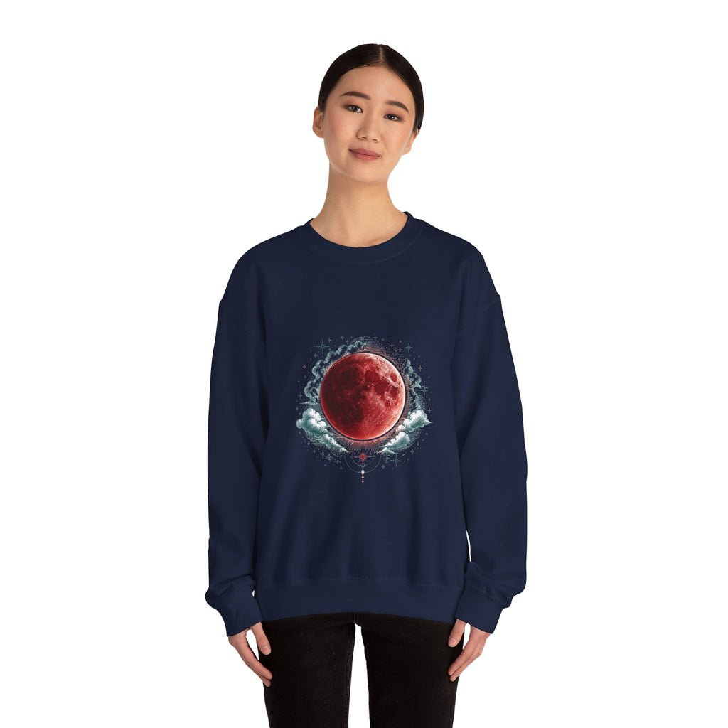 Matching Couple Sweatshirt - Solar & Lunar Eclipse Matching Couple Premium Fleece Sweatshirt Hand-Drawn Art His Hers Anniversary Gift - Design B