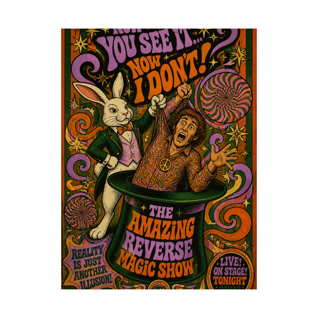 Magic Hat Rabbit Wall Art Poster 18×24 Psychedelic Cafe Decor Maximalist Print