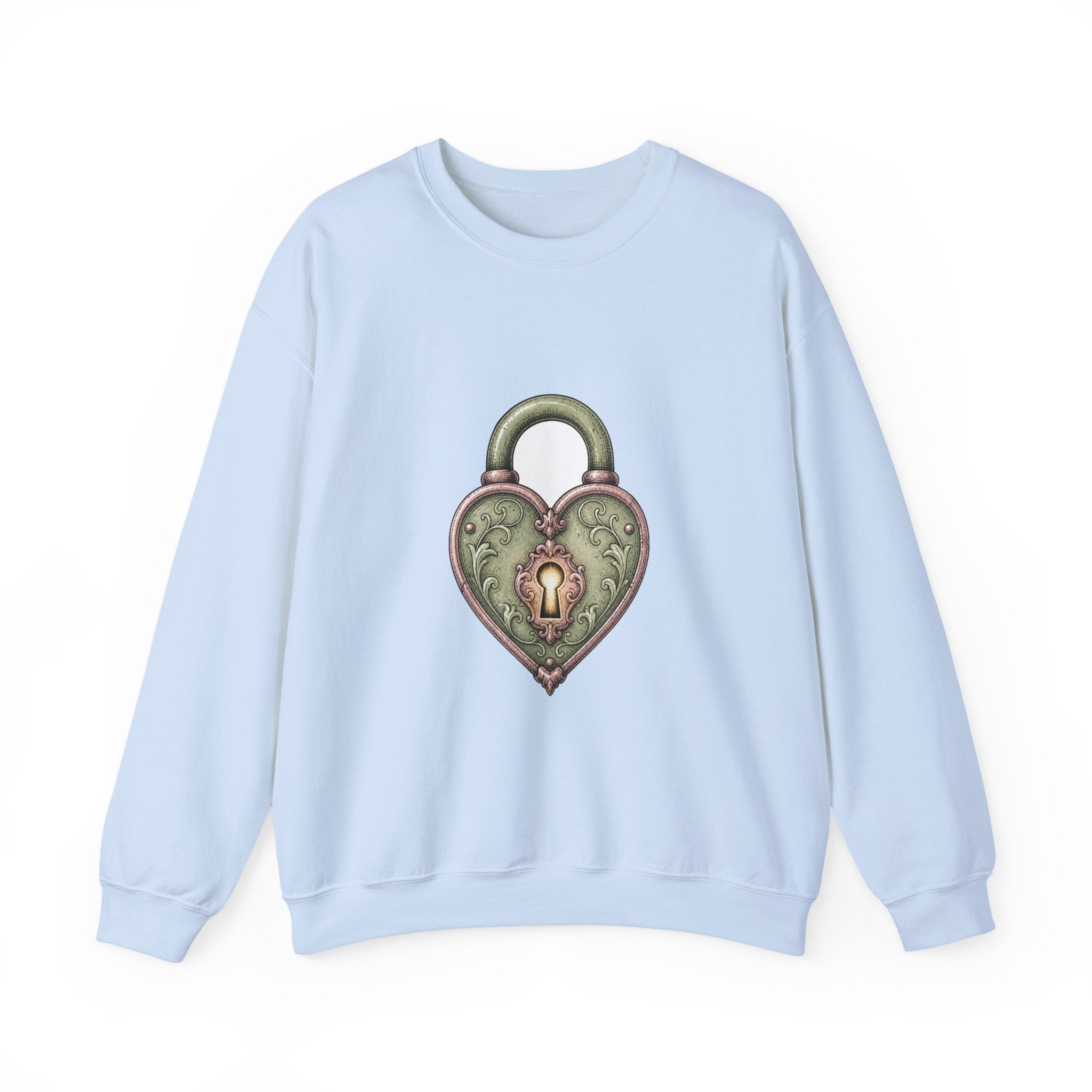 Matching Couple Sweatshirt - Key & Lock Matching Couple Crewneck Sweatshirt Hand-Drawn Art His Hers Best Friend Gift - Design B