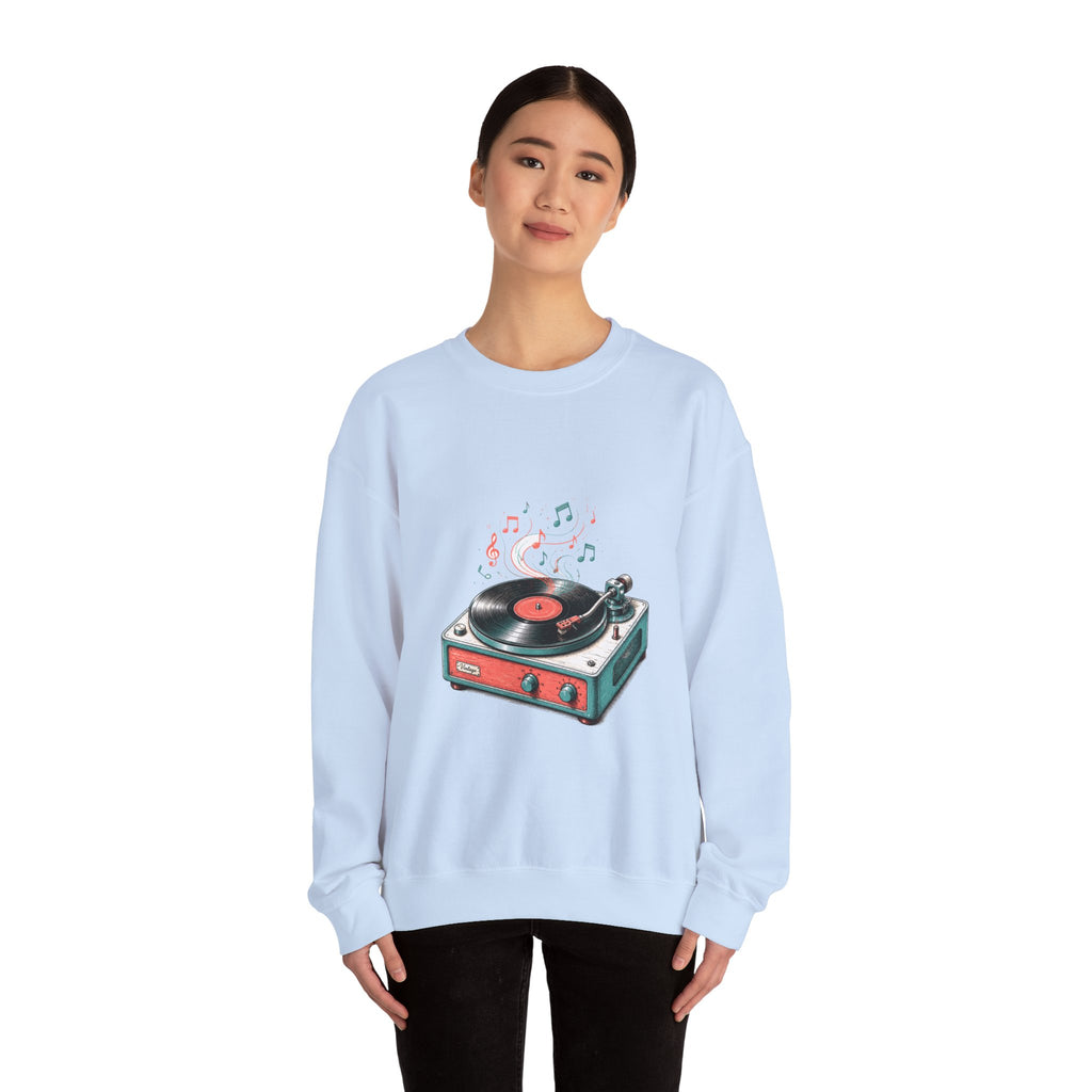 Matching Couple Sweatshirt - Vinyl & Cassette Matching Couple Comfort Colors Crew Hand-Drawn Art His Hers Anniversary Gift - Design A