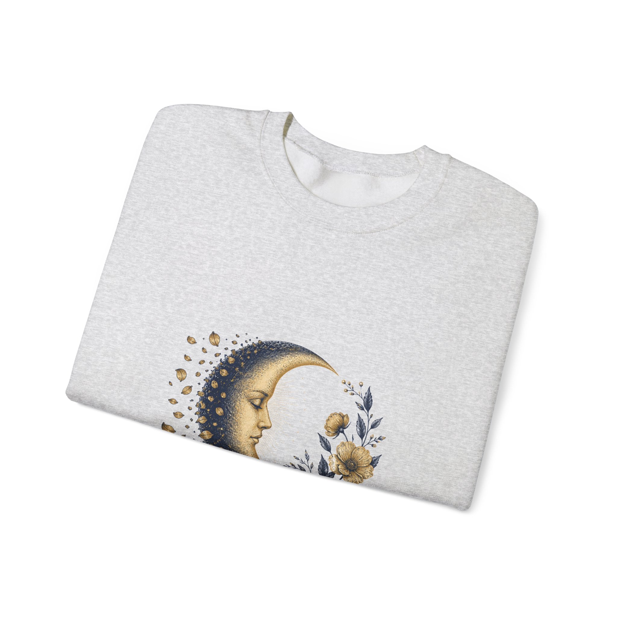 Matching Couple Sweatshirt - Waxing & Waning Moon Matching Couple Premium Fleece Sweatshirt Vintage Art His Hers Honeymoon Gift - Design B