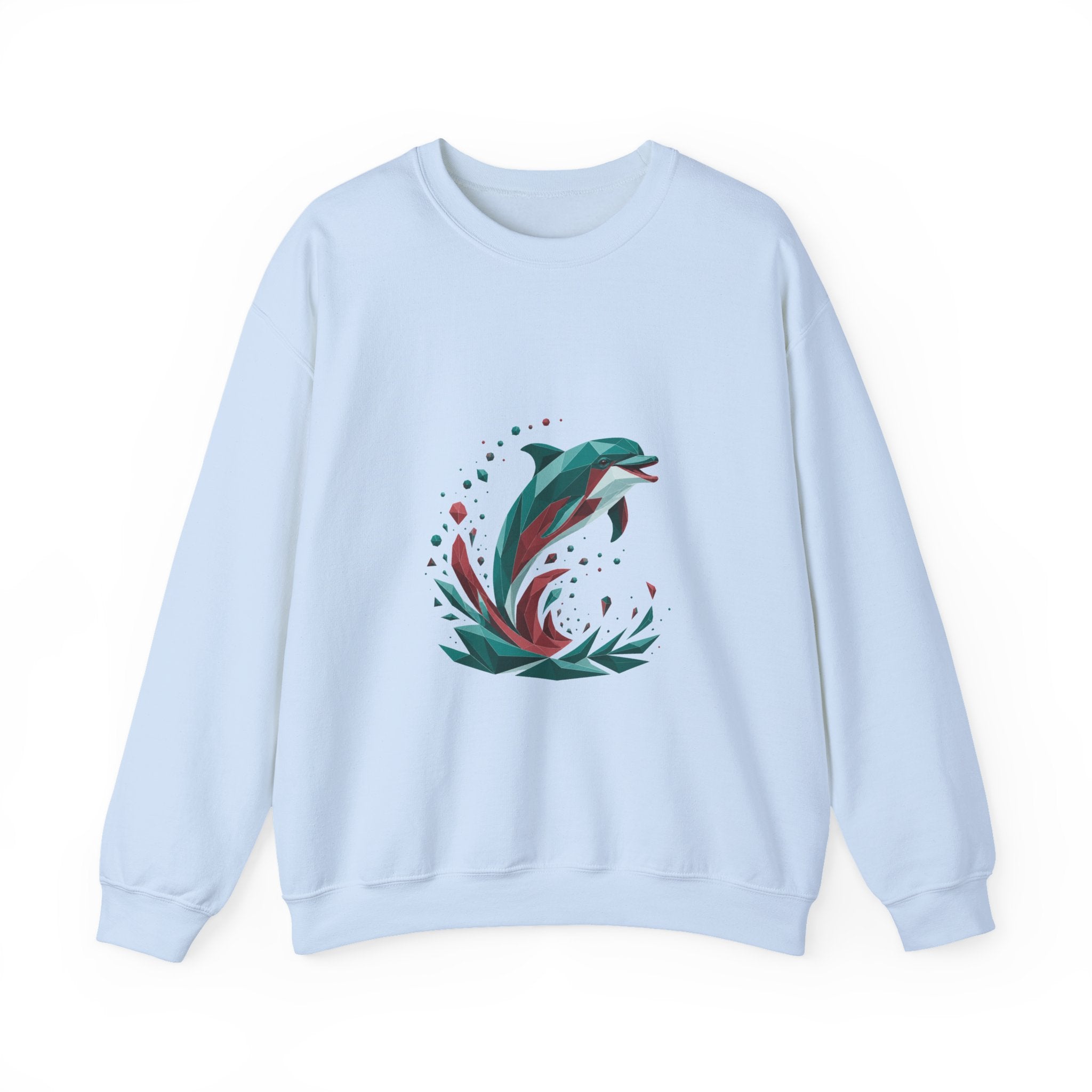 Matching Couple Sweatshirt - Shark & Dolphin Matching Couple Comfort Colors Crew Geometric Art His Hers Love Gift - Design B