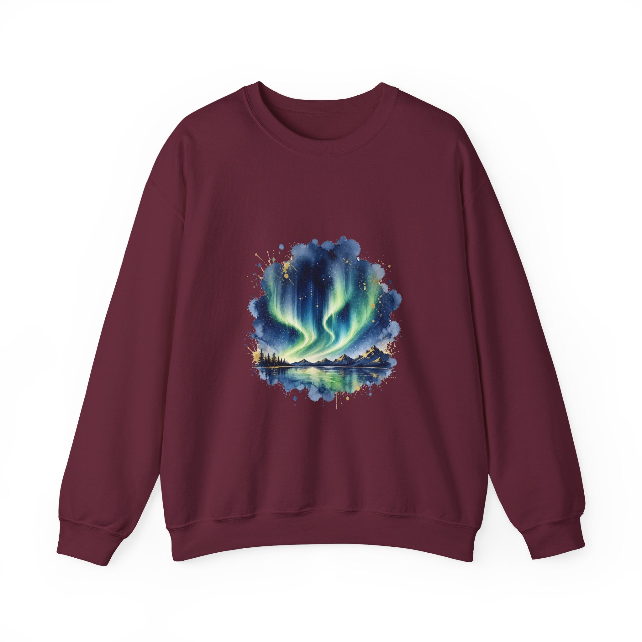 Matching Couple Sweatshirt - Aurora & Southern Cross Matching Couple Crewneck Sweatshirt Watercolor Art His Hers Engagement Gift - Design A