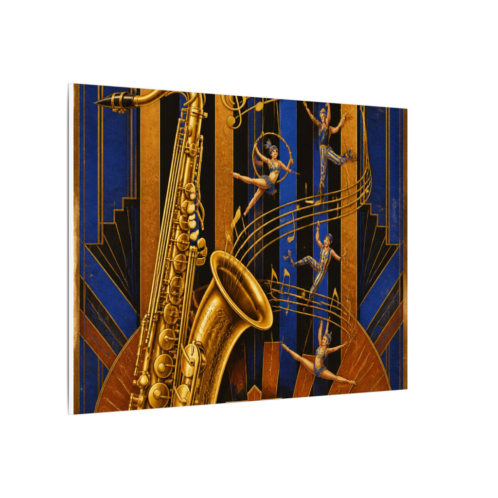 Saxophone Music Circus Wall Art Canvas 16×20 Art Deco Entryway Decor Maximalist Print