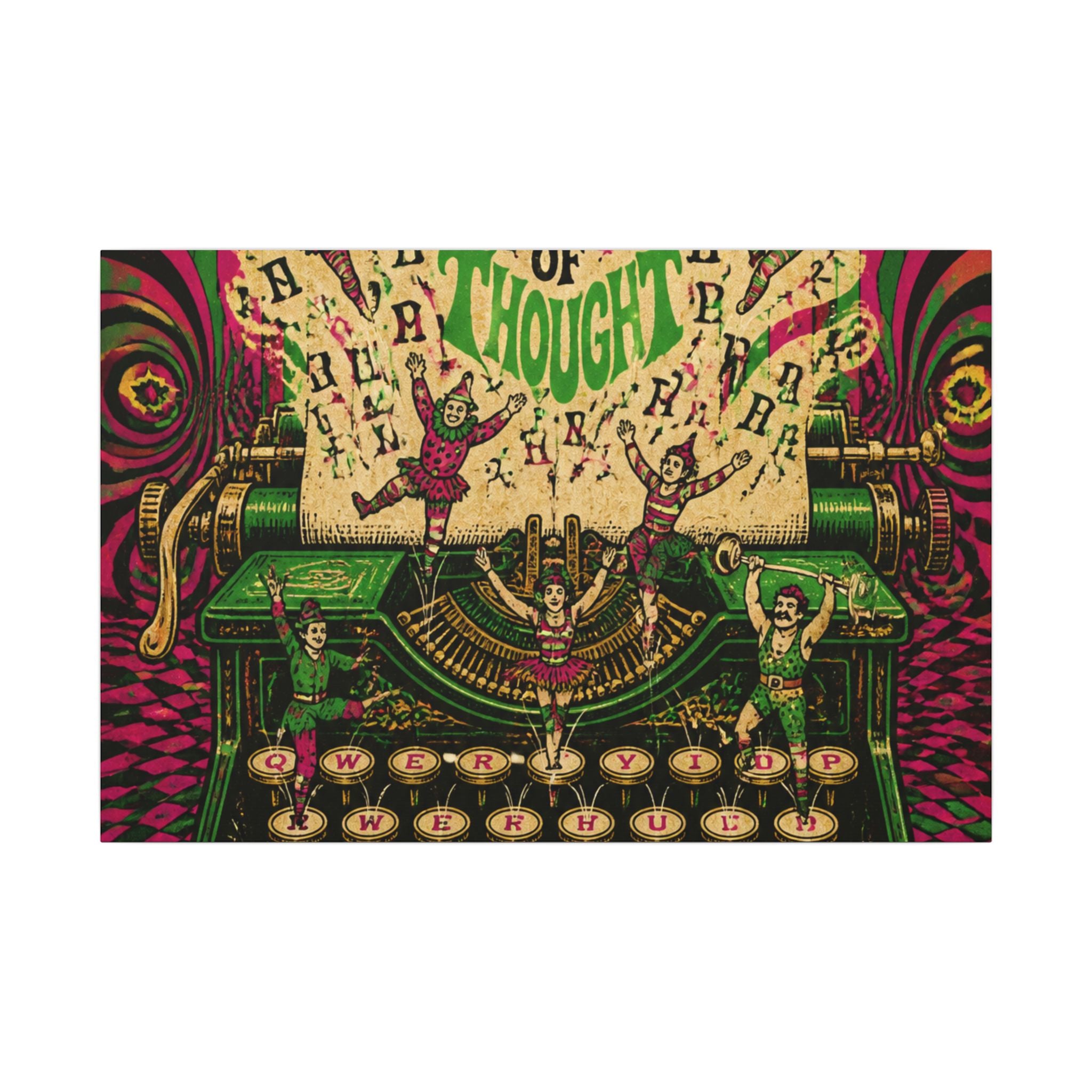 Typewriter Flying Letters Wall Art Canvas 24×36 Psychedelic Dining Room Decor Maximalist Print
