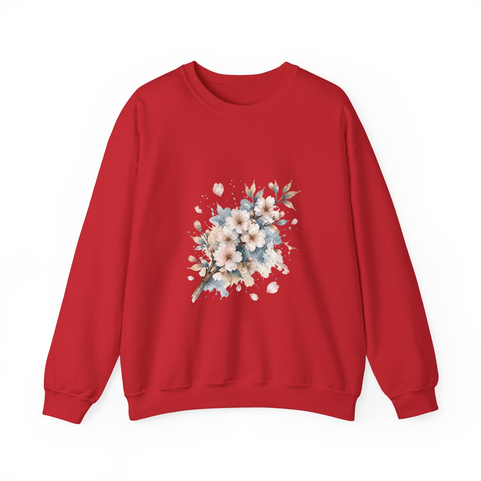 Matching Couple Sweatshirt - Cherry Blossom & Maple Leaf Matching Couple Crewneck Sweatshirt Watercolor Art His Hers Engagement Gift - Design A