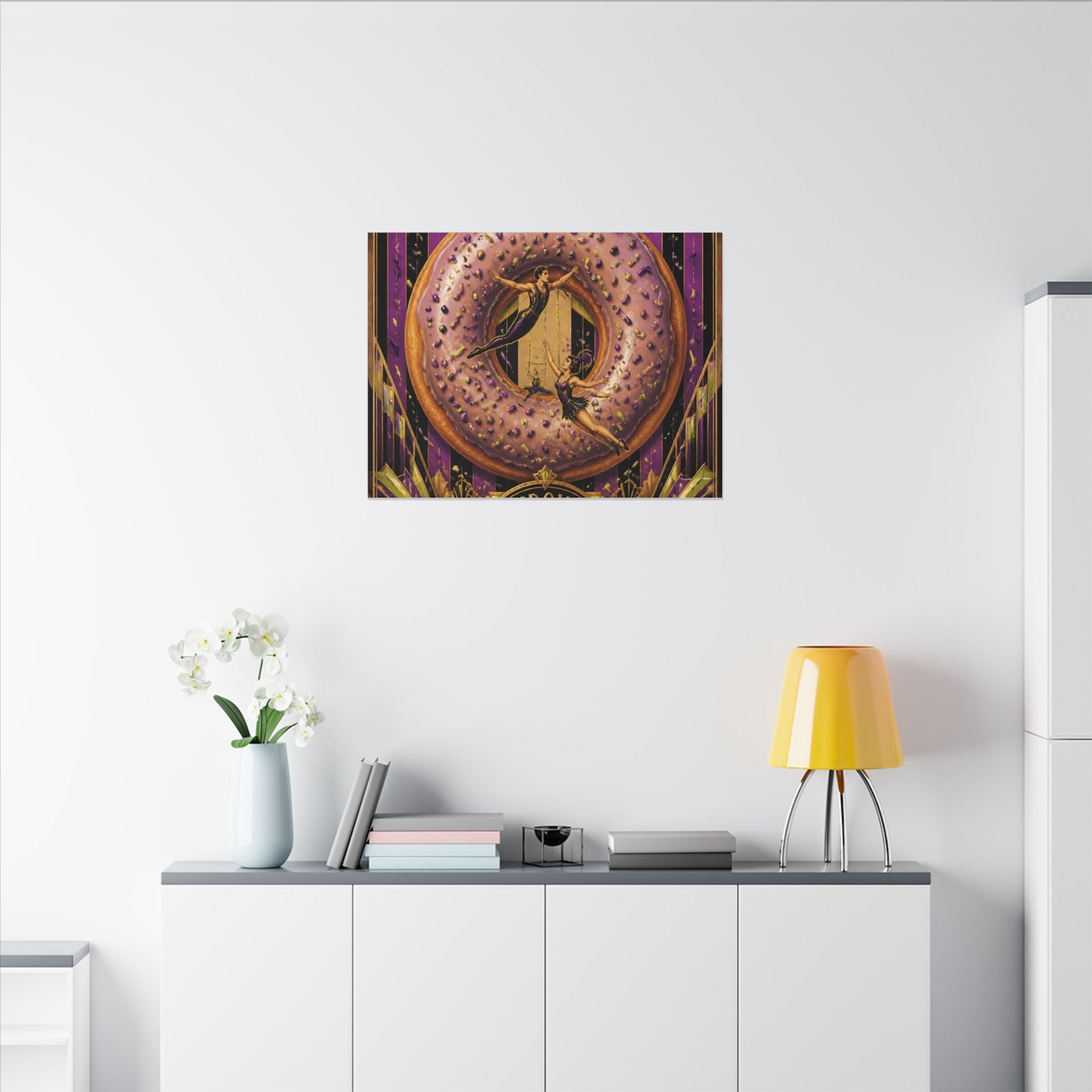 Donut Circus Ring Wall Art Canvas 16×20 Art Deco Entryway Decor Maximalist Print
