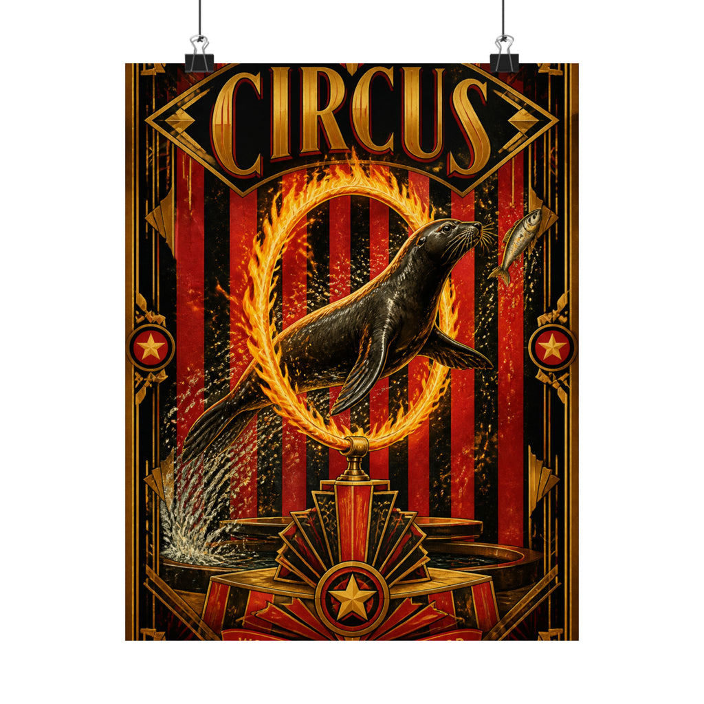 Seal Fire Hoop Wall Art Poster 18×24 Art Deco Entryway Decor Maximalist Print