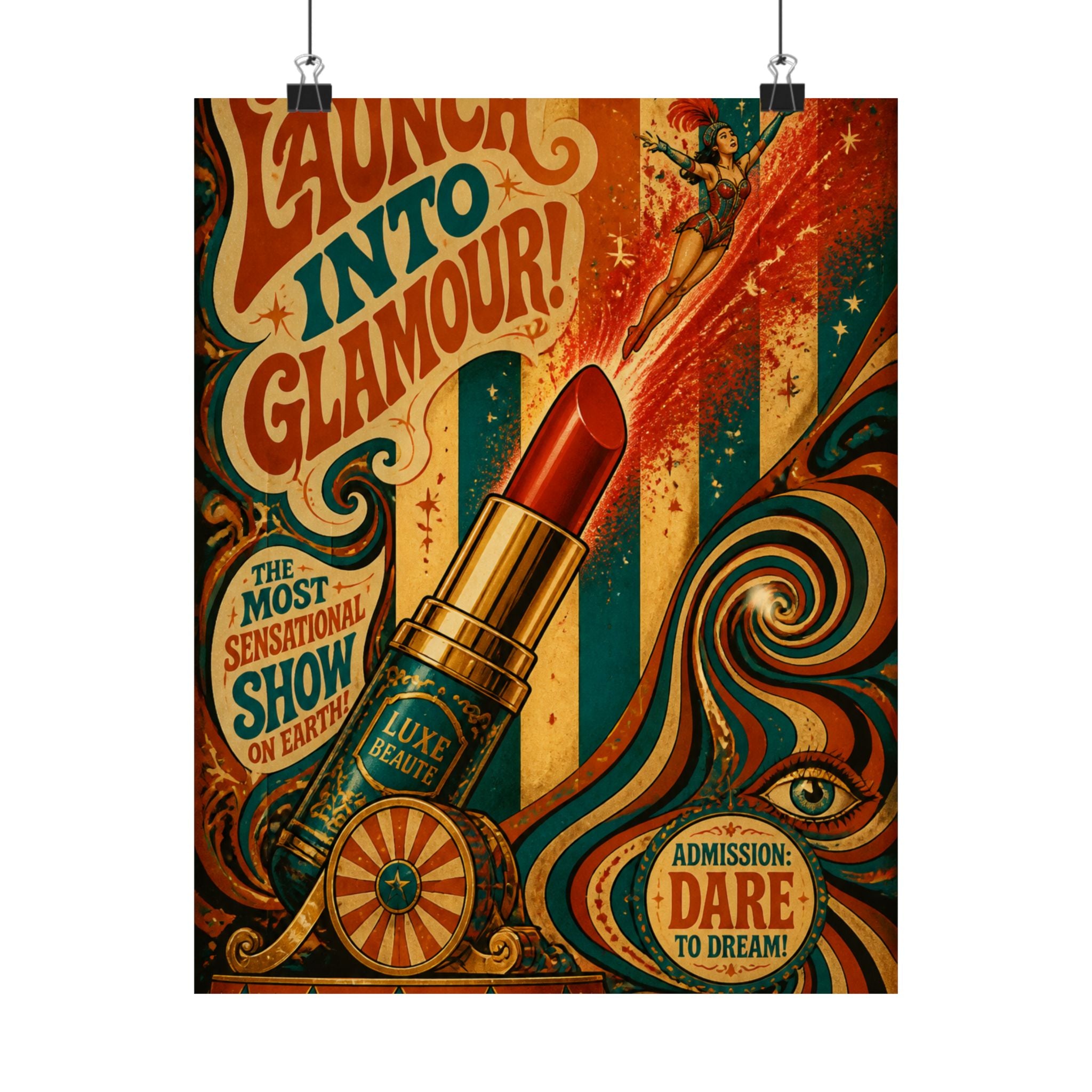 Lipstick Cannon Wall Art Poster 24×36 Psychedelic Dining Room Decor Maximalist Print