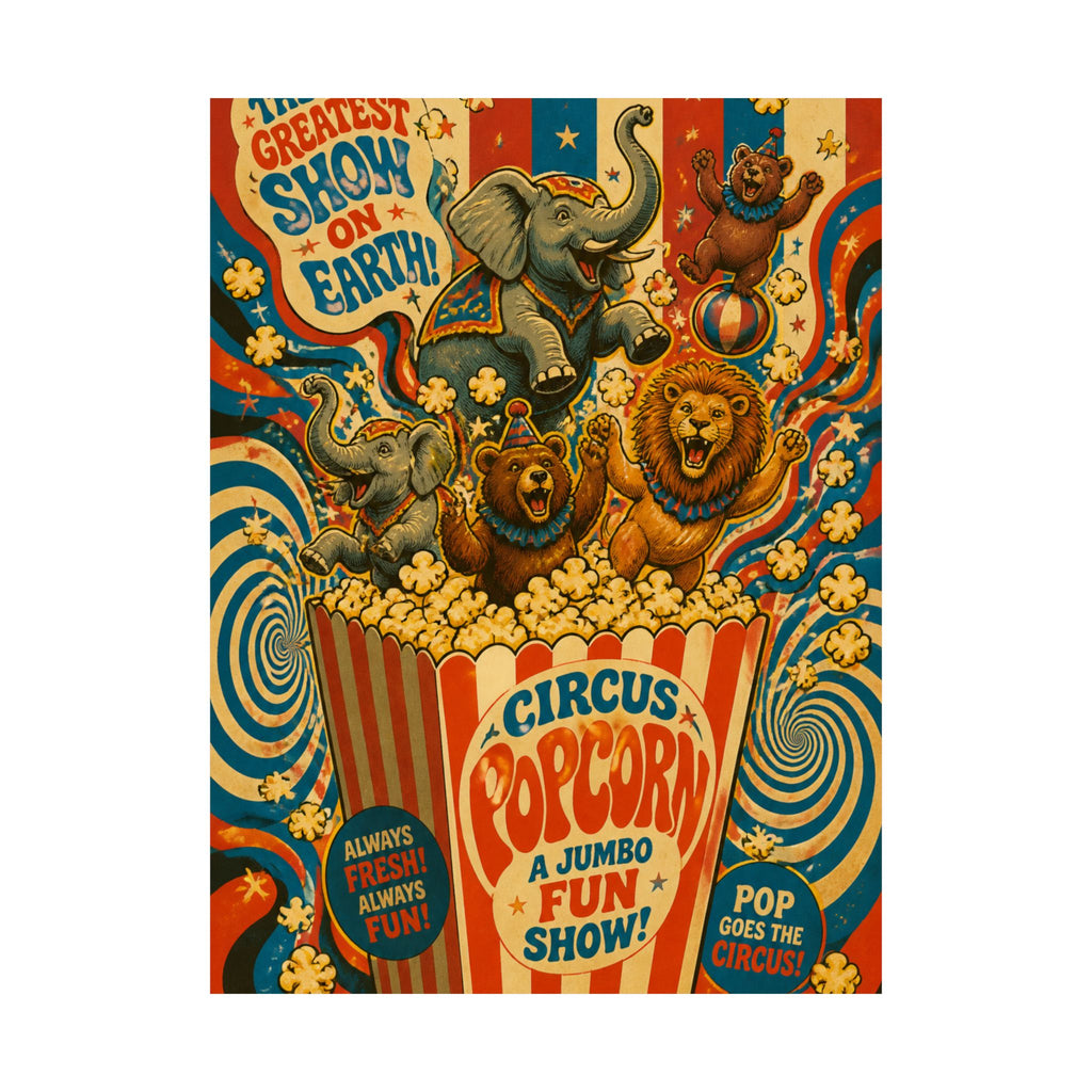 Popcorn Box Animals Wall Art Poster 24×36 Psychedelic Dining Room Decor Maximalist Print