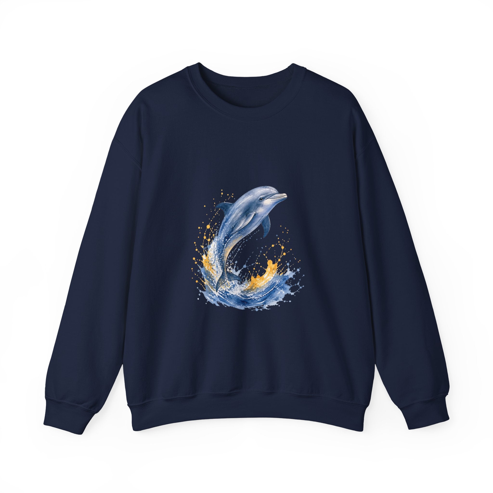 Matching Couple Sweatshirt - Shark & Dolphin Matching Couple Crewneck Sweatshirt Watercolor Art His Hers Engagement Gift - Design B