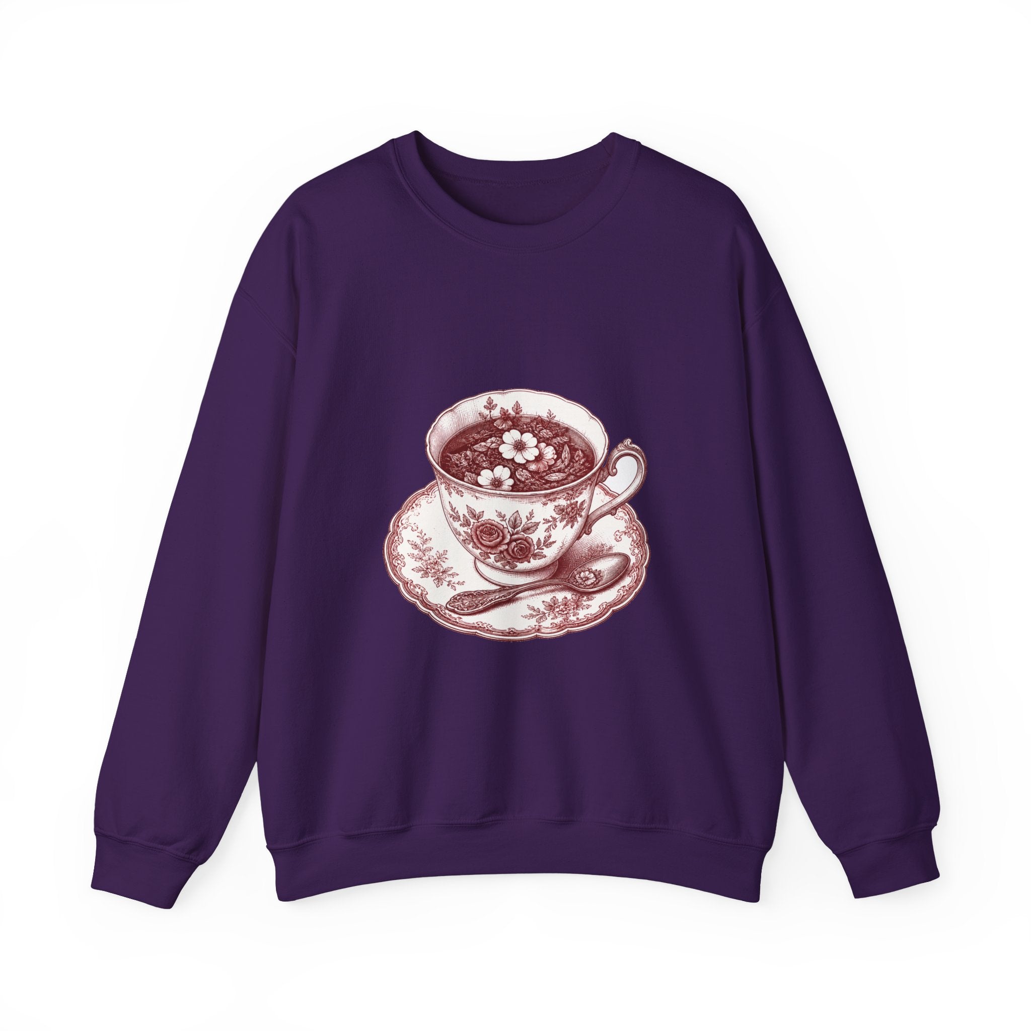 Matching Couple Sweatshirt - Coffee & Tea Matching Couple Comfort Colors Crew Hand-Drawn Art His Hers Anniversary Gift - Design B
