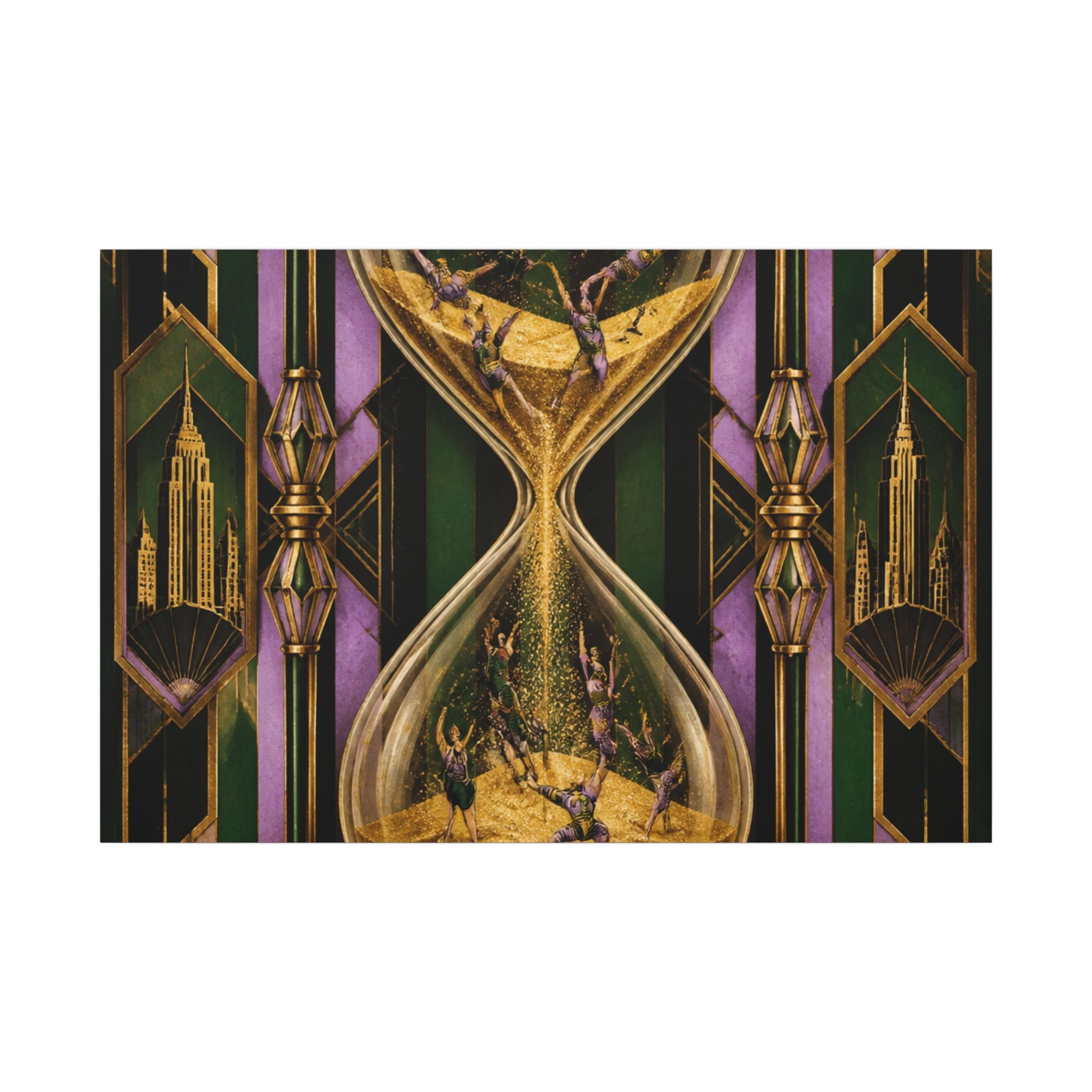 Hourglass Acrobats Wall Art Canvas 24×36 Art Deco Bar Area Decor Maximalist Print