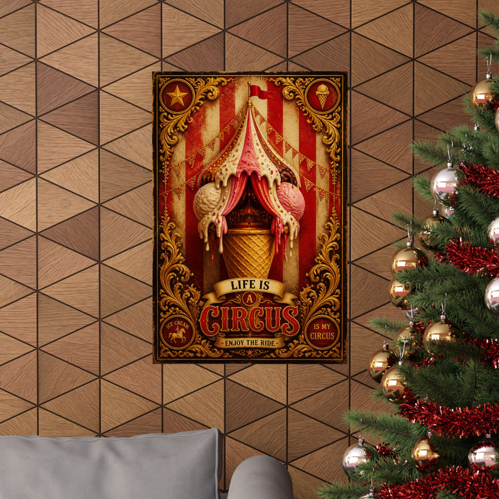 Ice Cream Cone Circus Tent Wall Art Poster 18×24 Baroque Home Office Decor Maximalist Print