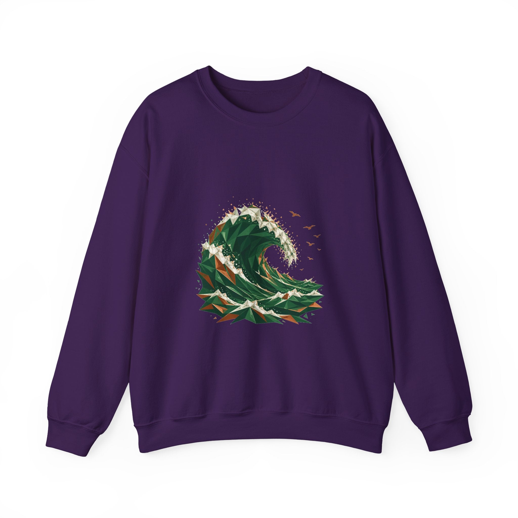 Matching Couple Sweatshirt - Mountain & Ocean Matching Couple Premium Fleece Sweatshirt Geometric Art His Hers Love Gift - Design B