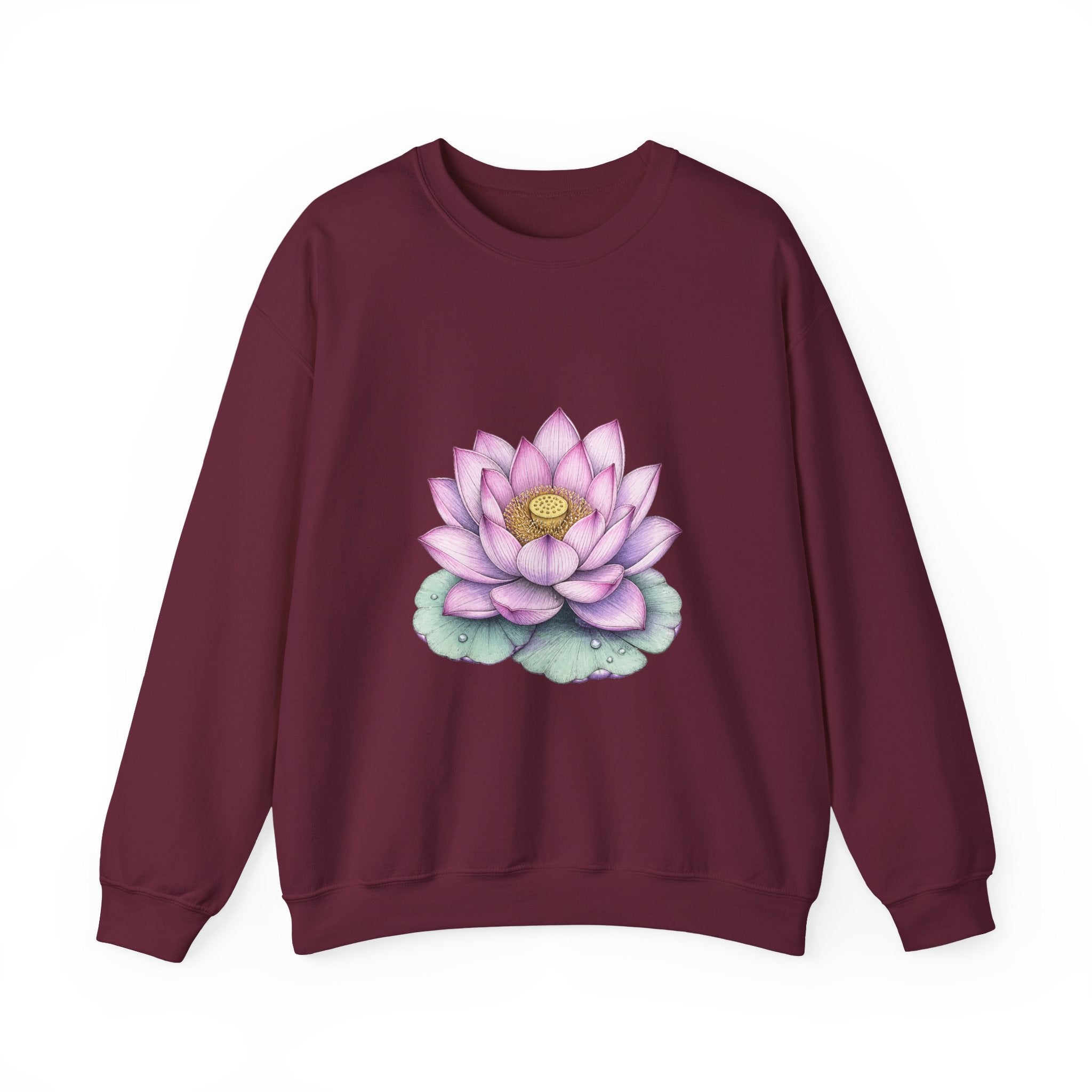 Matching Couple Sweatshirt - Open & Closed Lotus Matching Couple Crewneck Sweatshirt Hand-Drawn Art His Hers Best Friend Gift - Design A