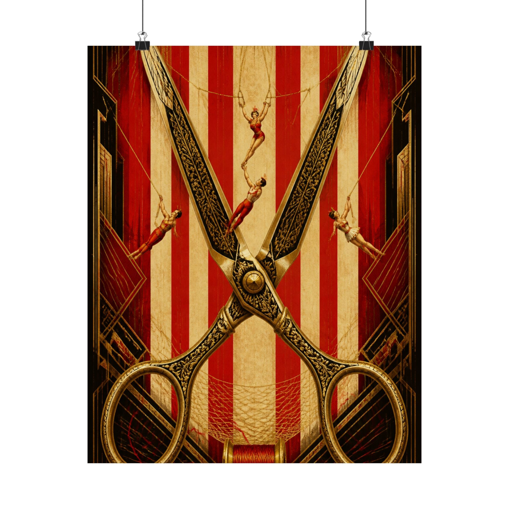 Giant Scissors Trapeze Wall Art Poster 18×24 Art Deco Entryway Decor Maximalist Print