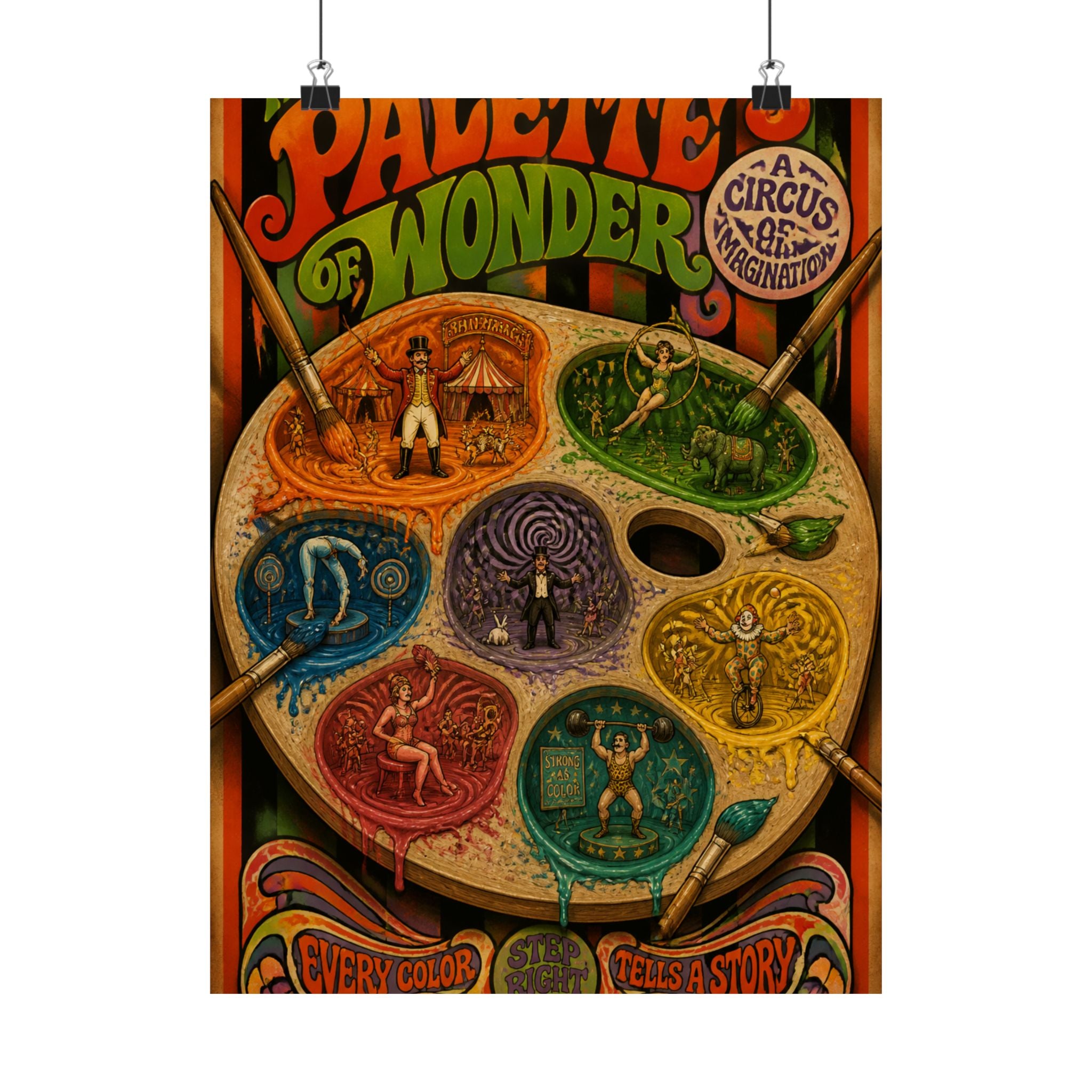 Paint Palette Stage Wall Art Poster 18×24 Psychedelic Cafe Decor Maximalist Print