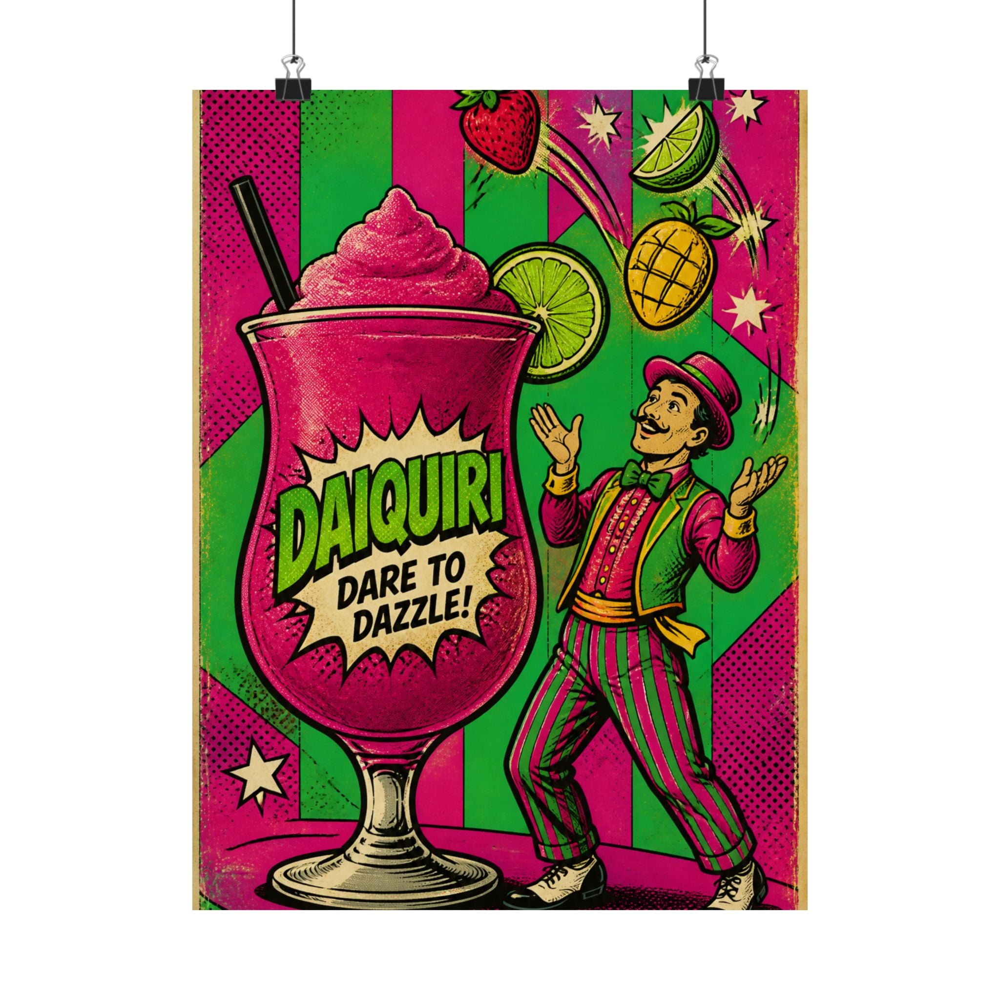 Daiquiri Fruit Juggler Wall Art Poster 24×36 Pop Art Restaurant Decor Maximalist Print
