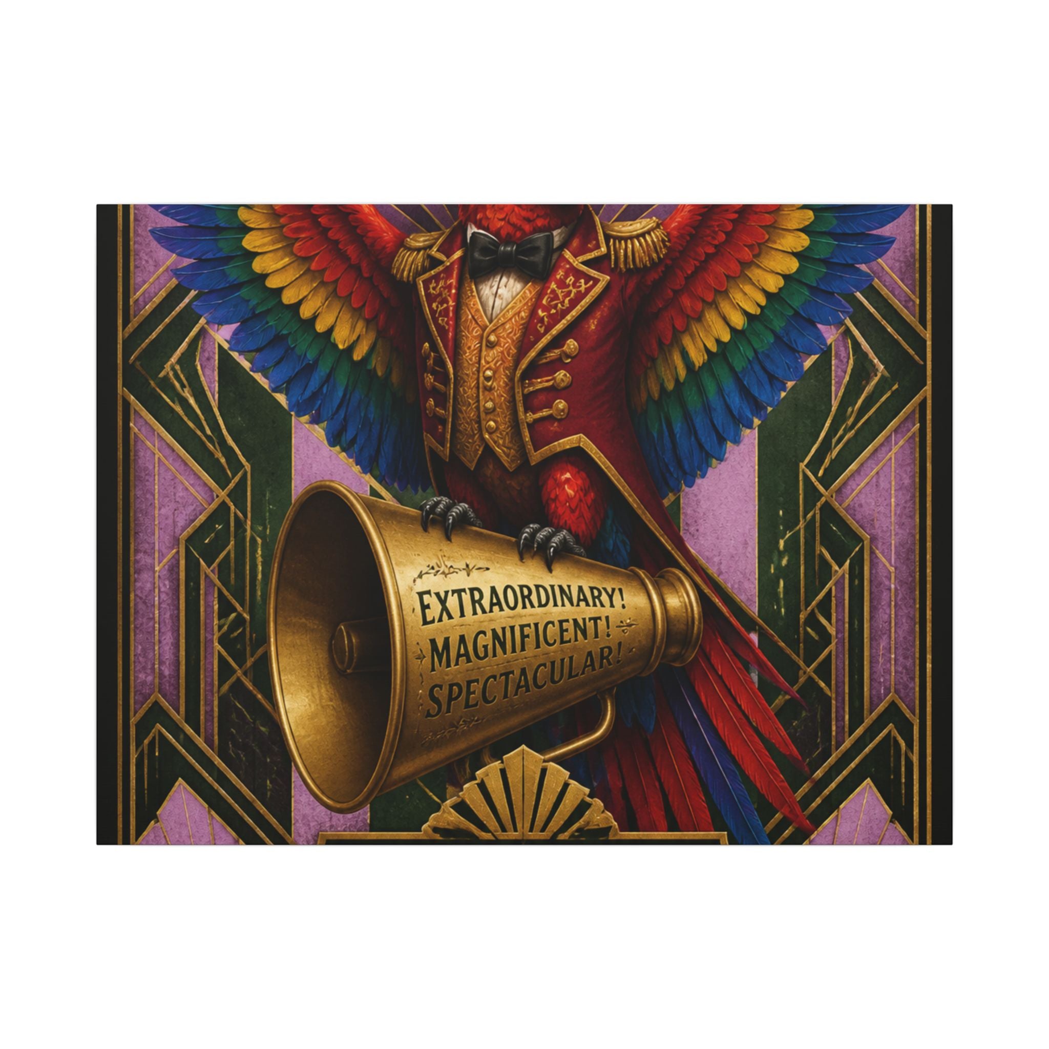 Parrot Ringmaster Wall Art Canvas 16×20 Art Deco Entryway Decor Maximalist Print