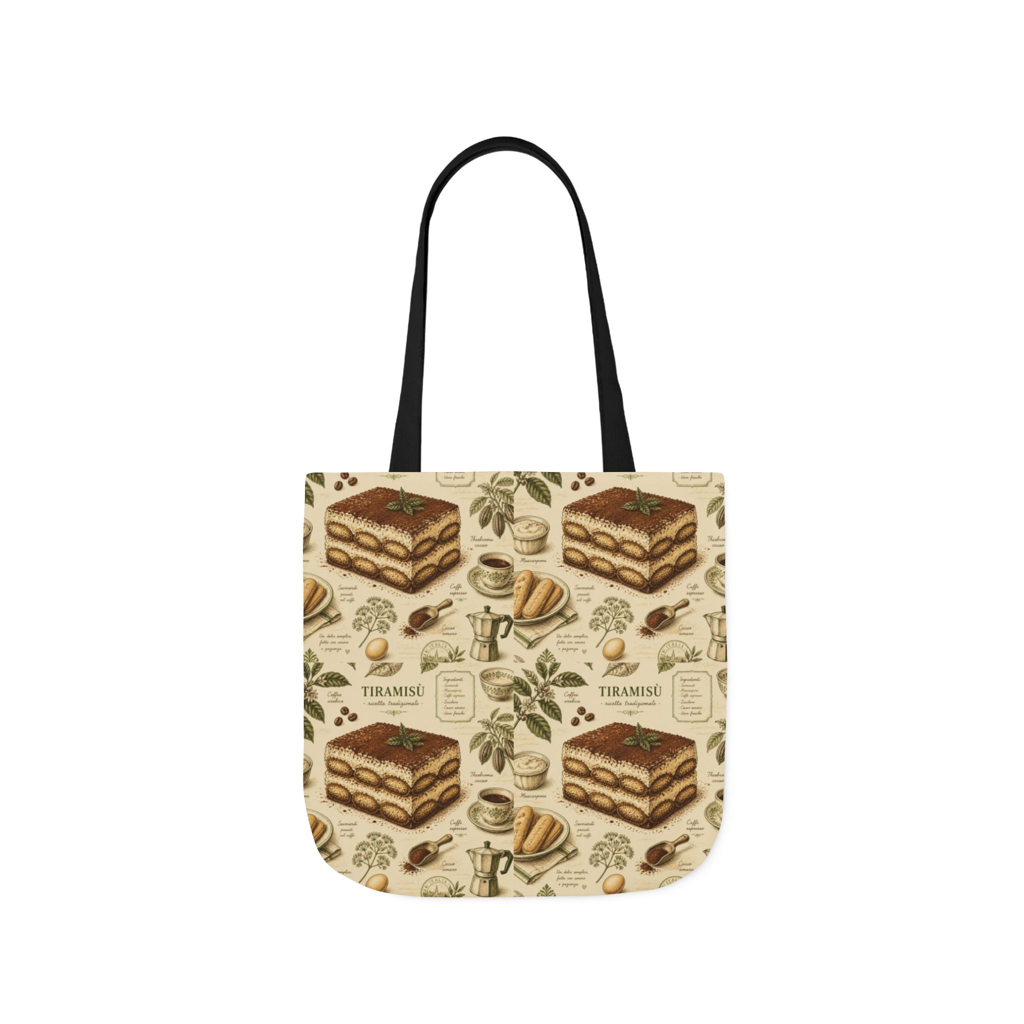Tiramisu Layers Canvas Tote Bag Mediterranean Kitchen Botanical Design Italian Cottagecore Gift