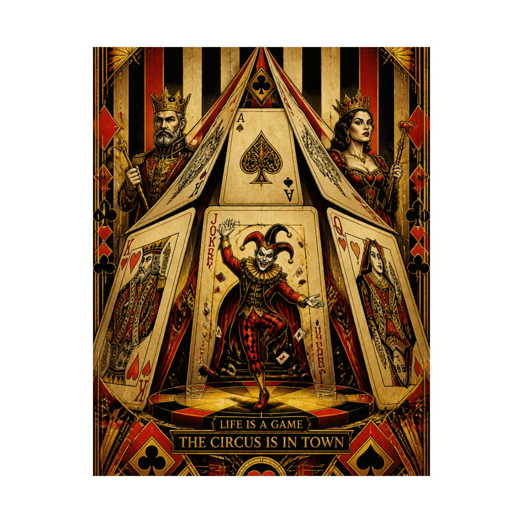 Playing Cards Tent Wall Art Poster 24×36 Art Deco Bar Area Decor Maximalist Print