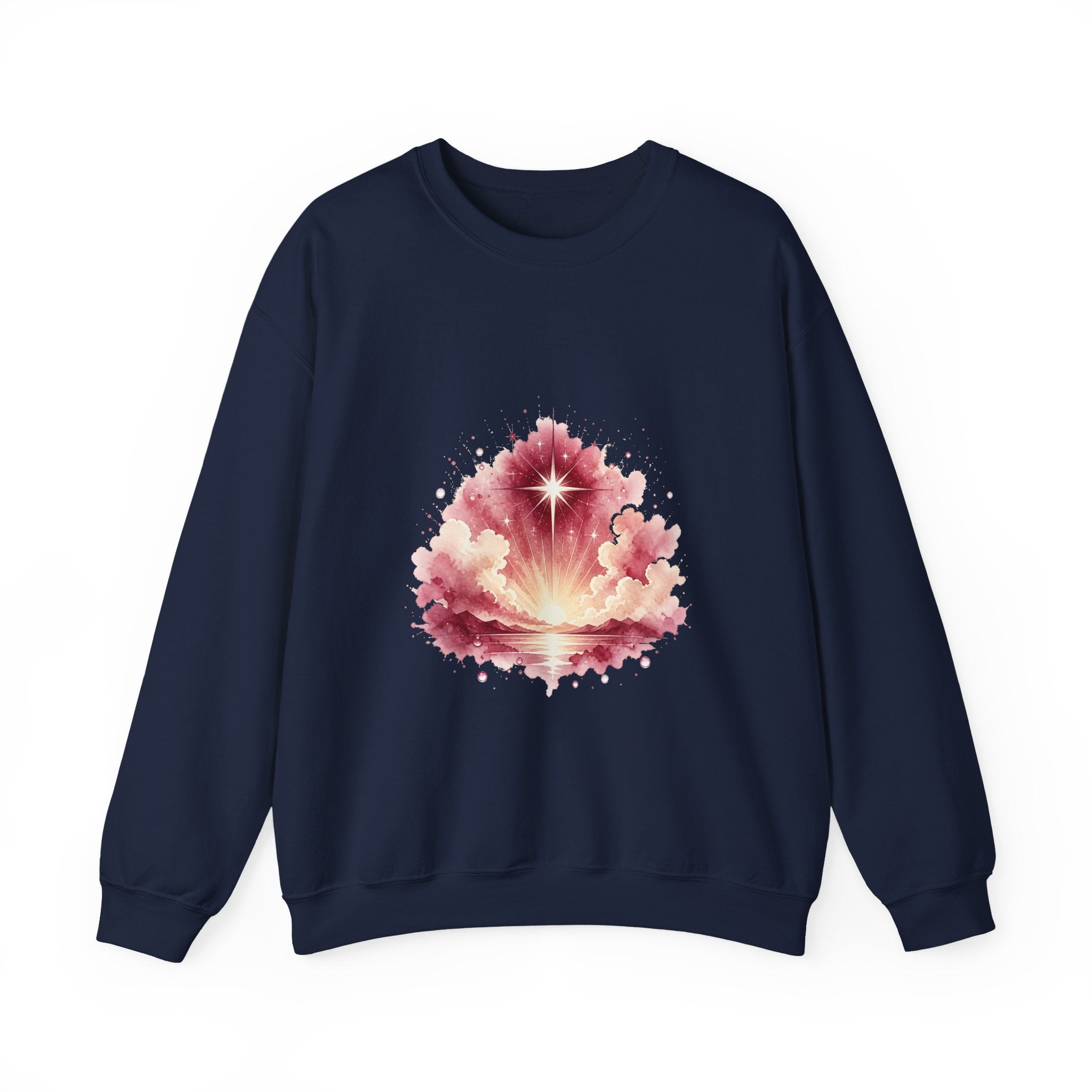 Matching Couple Sweatshirt - Evening & Morning Star Matching Couple Crewneck Sweatshirt Watercolor Art His Hers Engagement Gift - Design B