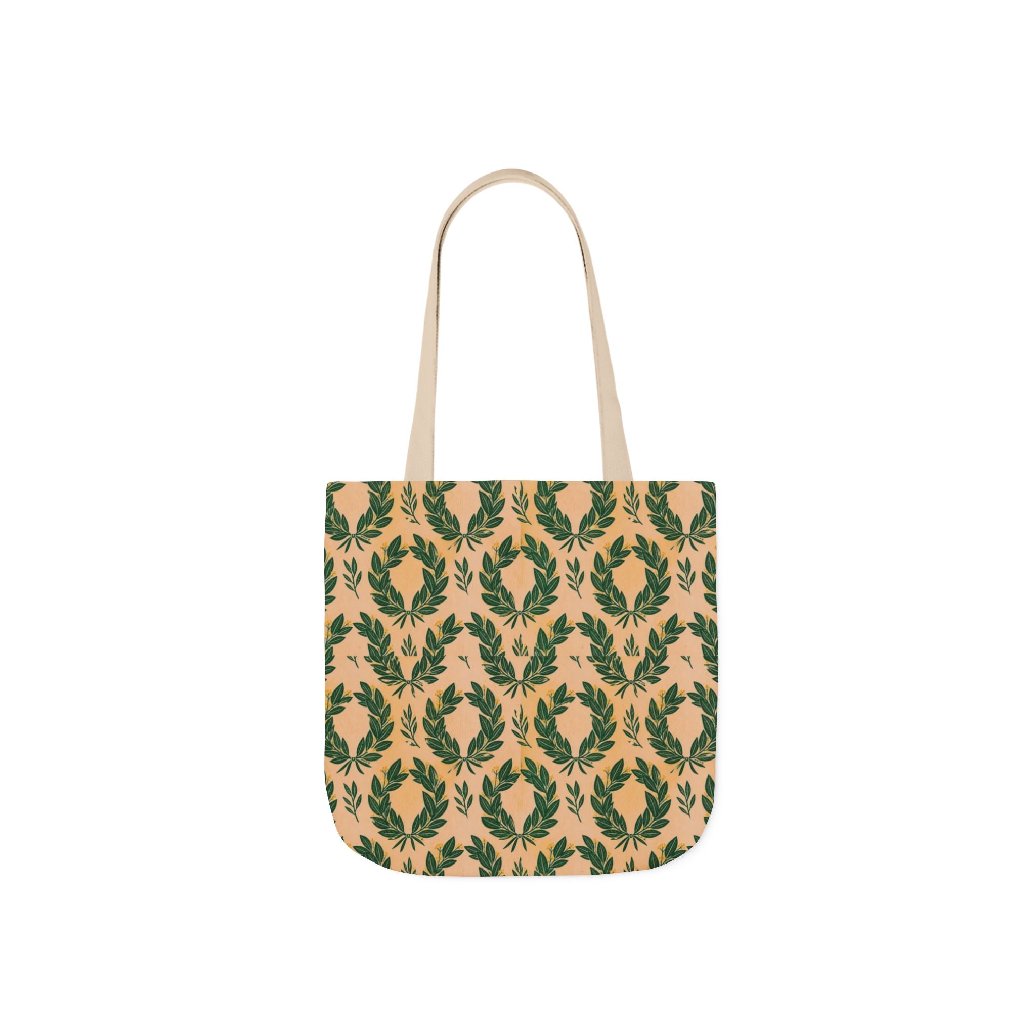 Bay Laurel Wreath Canvas Tote Bag Mediterranean Kitchen Linocut Design Italian Cottagecore Gift
