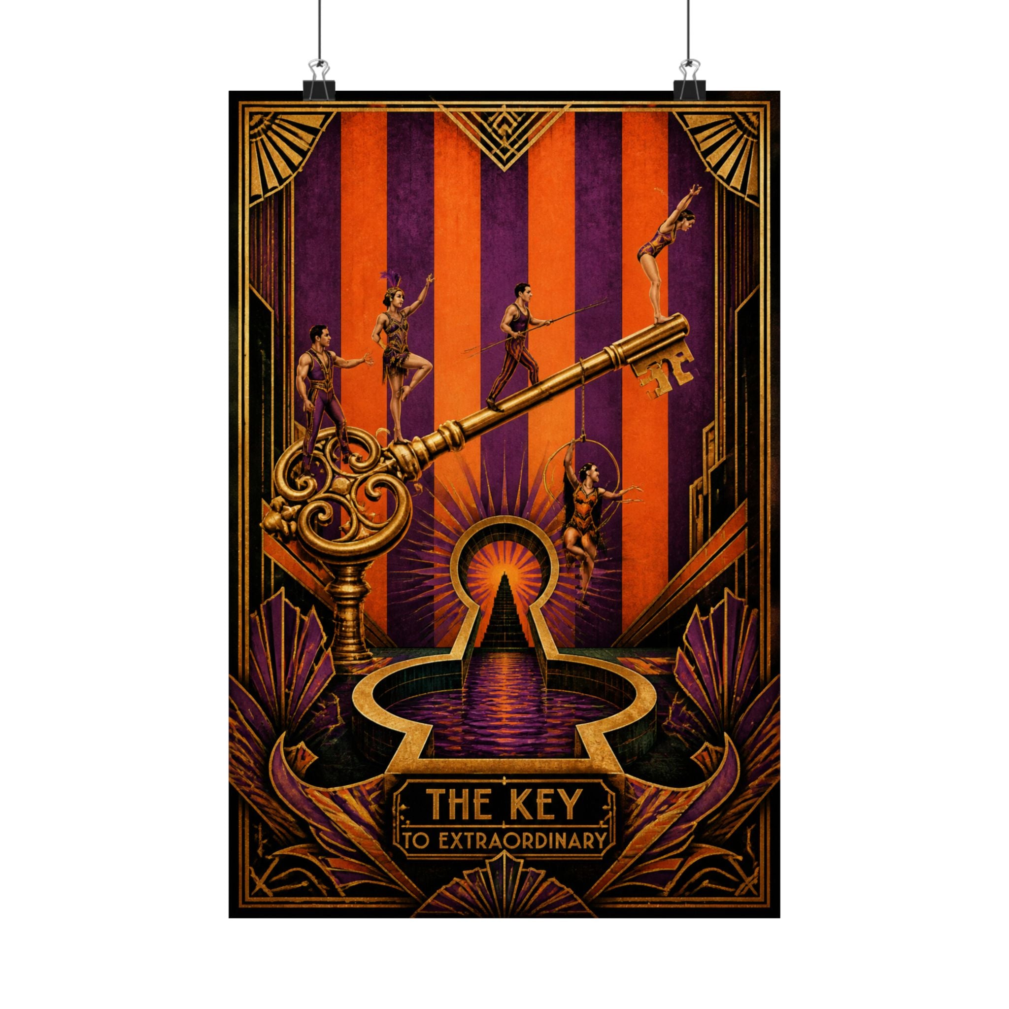 Giant Key Performance Wall Art Poster 24×36 Art Deco Bar Area Decor Maximalist Print