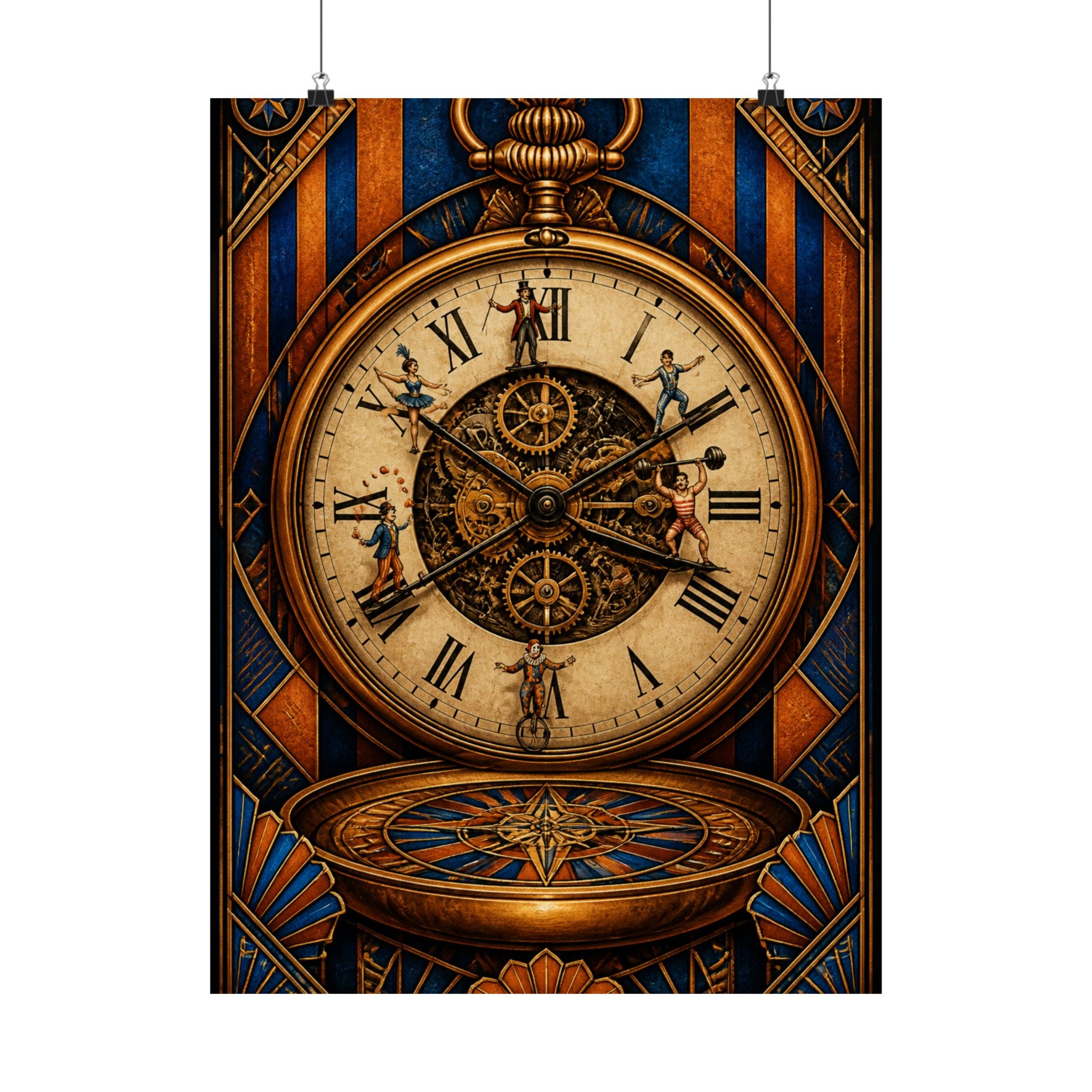 Pocket Watch Performers Wall Art Poster 18×24 Art Deco Entryway Decor Maximalist Print