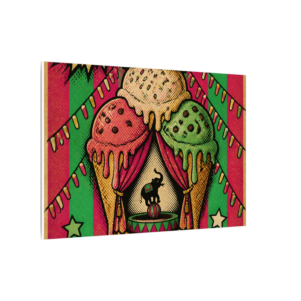 Ice Cream Cone Circus Tent Wall Art Canvas 16×20 Pop Art Living Room Decor Maximalist Print