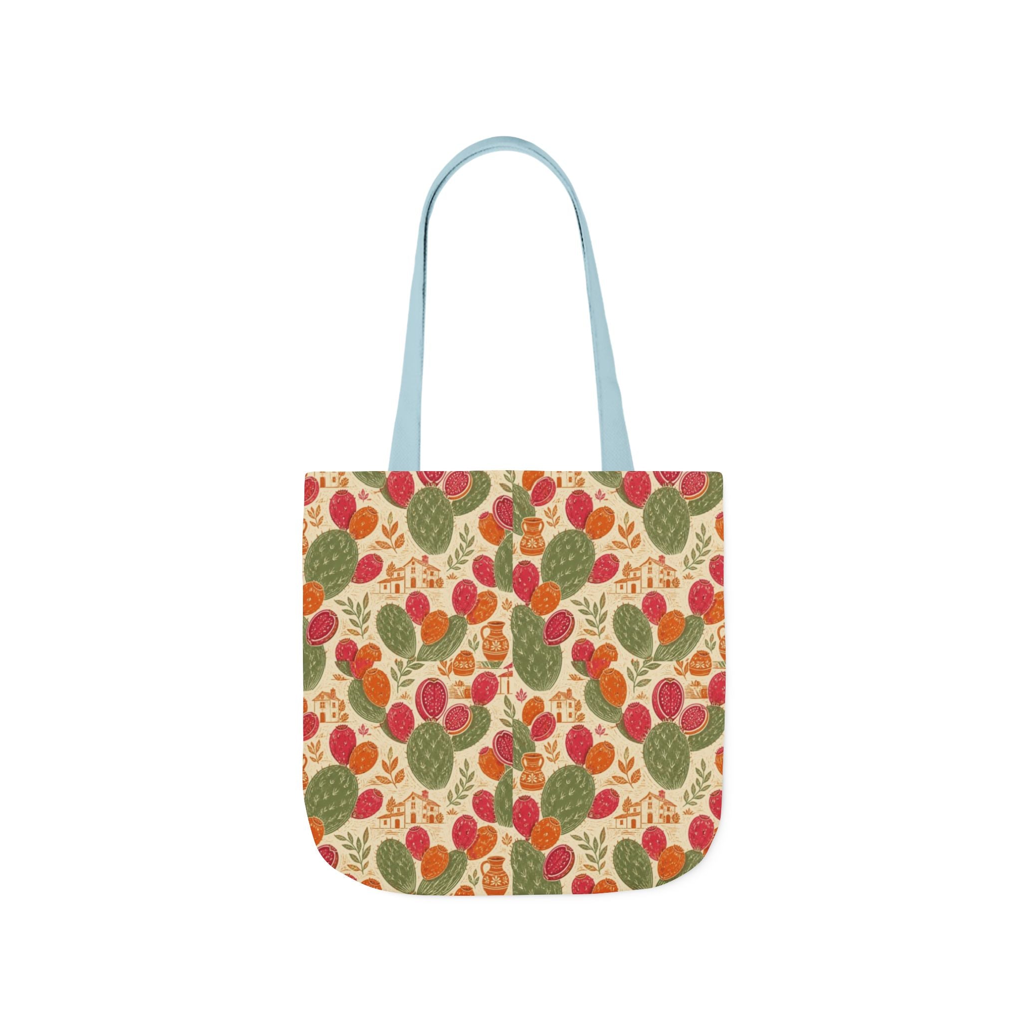 Prickly Pear Cactus Fruit Canvas Tote Bag Mediterranean Kitchen Linocut Design Italian Cottagecore Gift