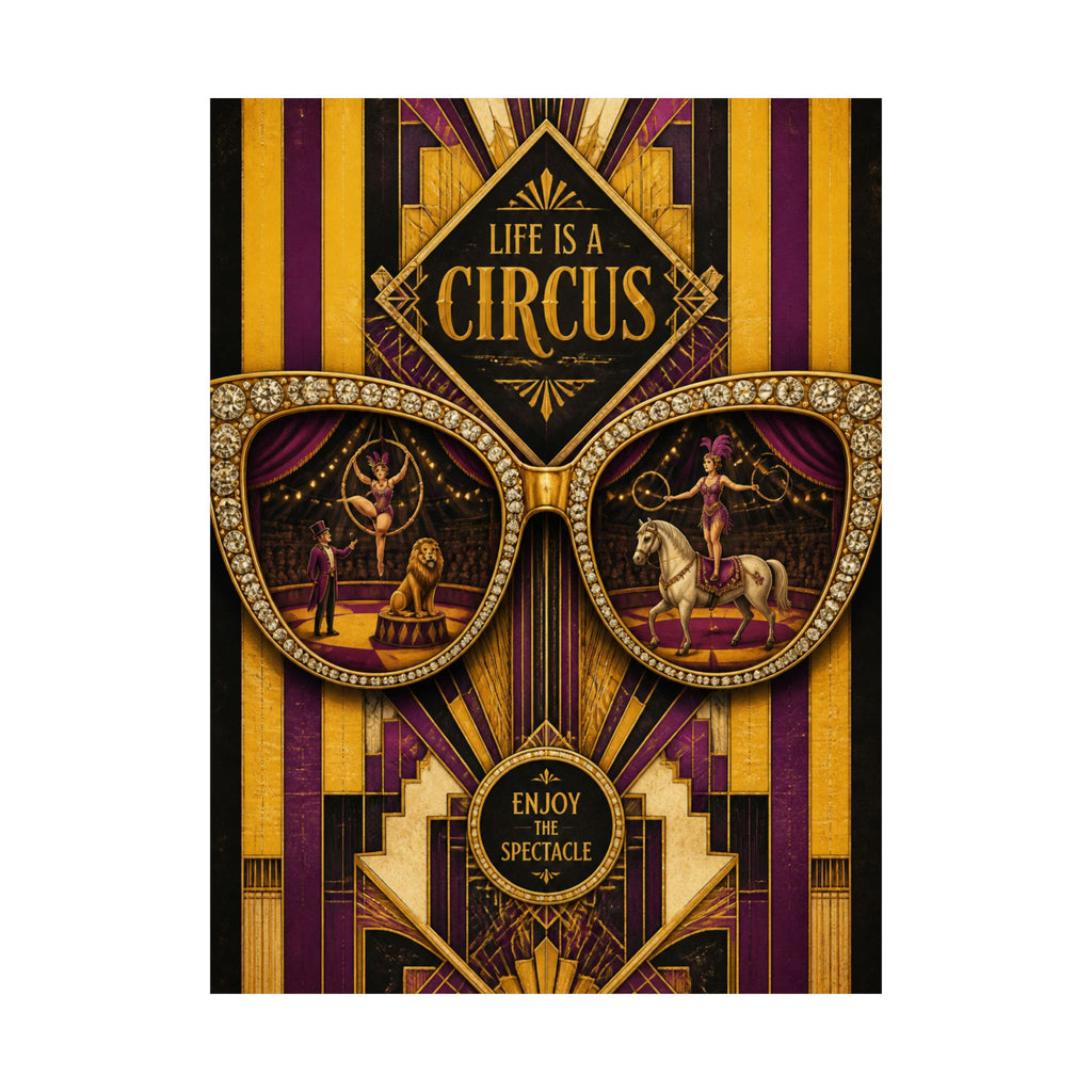 Sunglasses Circus Ring Wall Art Poster 18×24 Art Deco Entryway Decor Maximalist Print