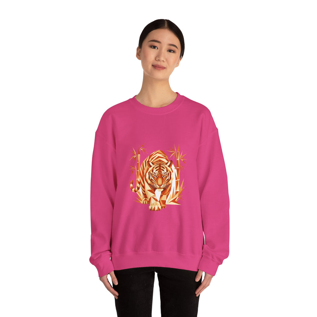 Matching Couple Sweatshirt - Tiger & Crane Matching Couple Premium Fleece Sweatshirt Geometric Art His Hers Love Gift - Design A