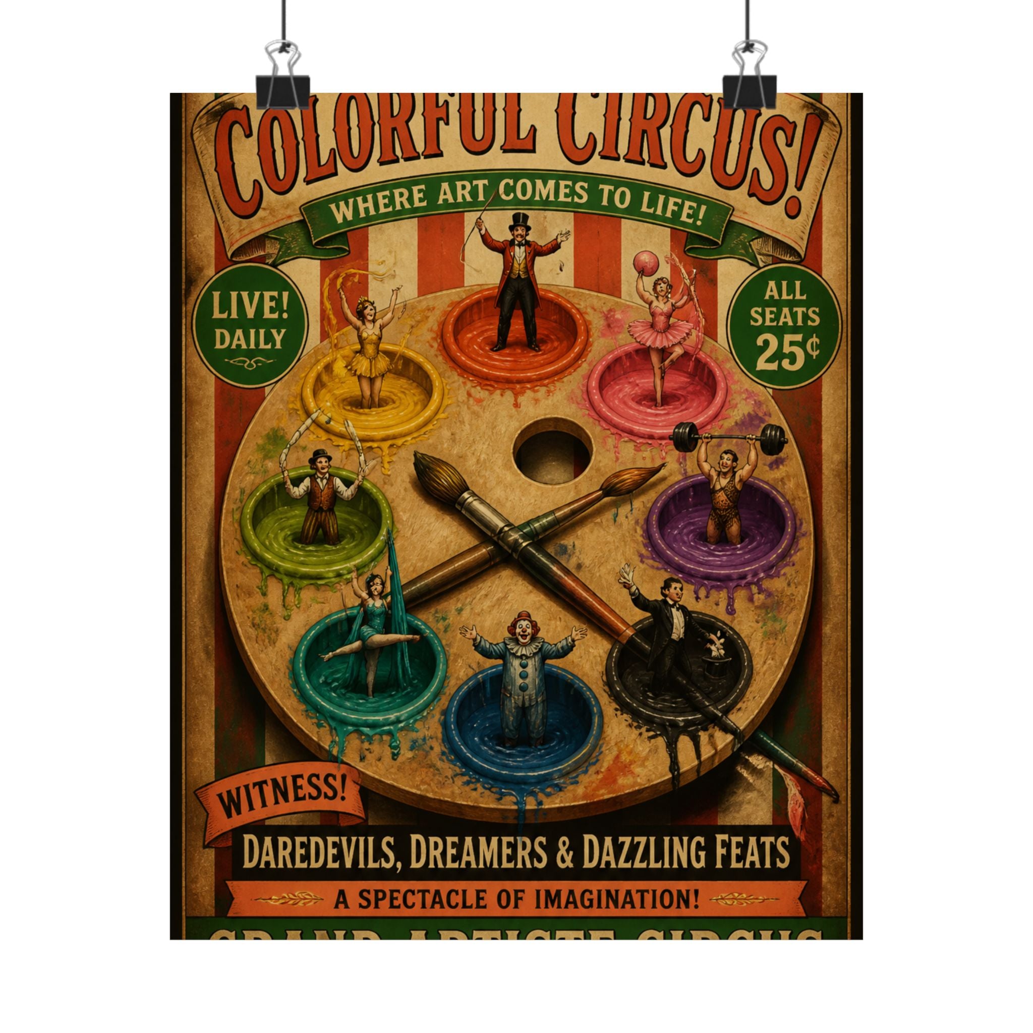 Paint Palette Stage Wall Art Poster 18×24 Vintage Circus Kitchen Decor Maximalist Print