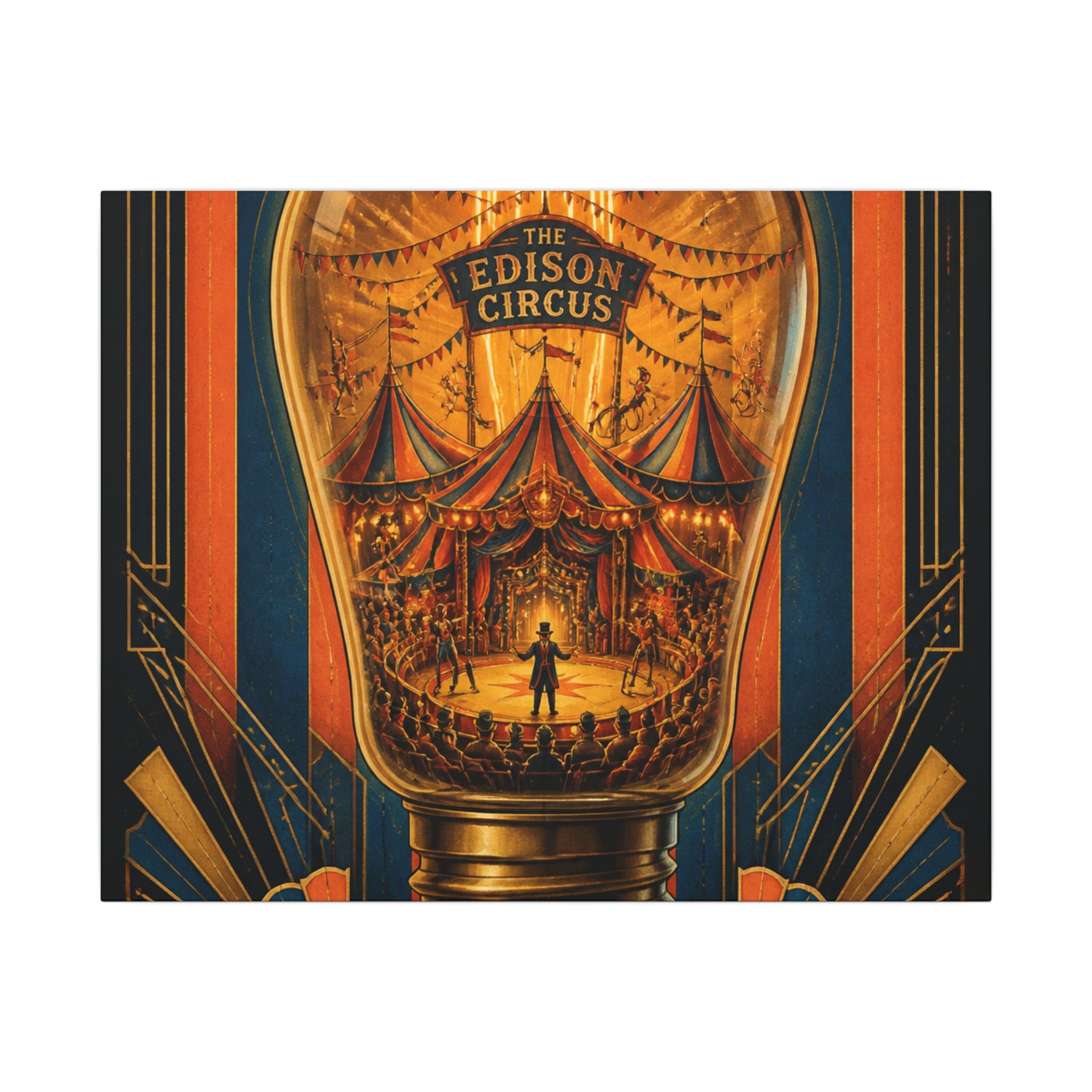 Light Bulb Circus Wall Art Canvas 16×20 Art Deco Entryway Decor Maximalist Print
