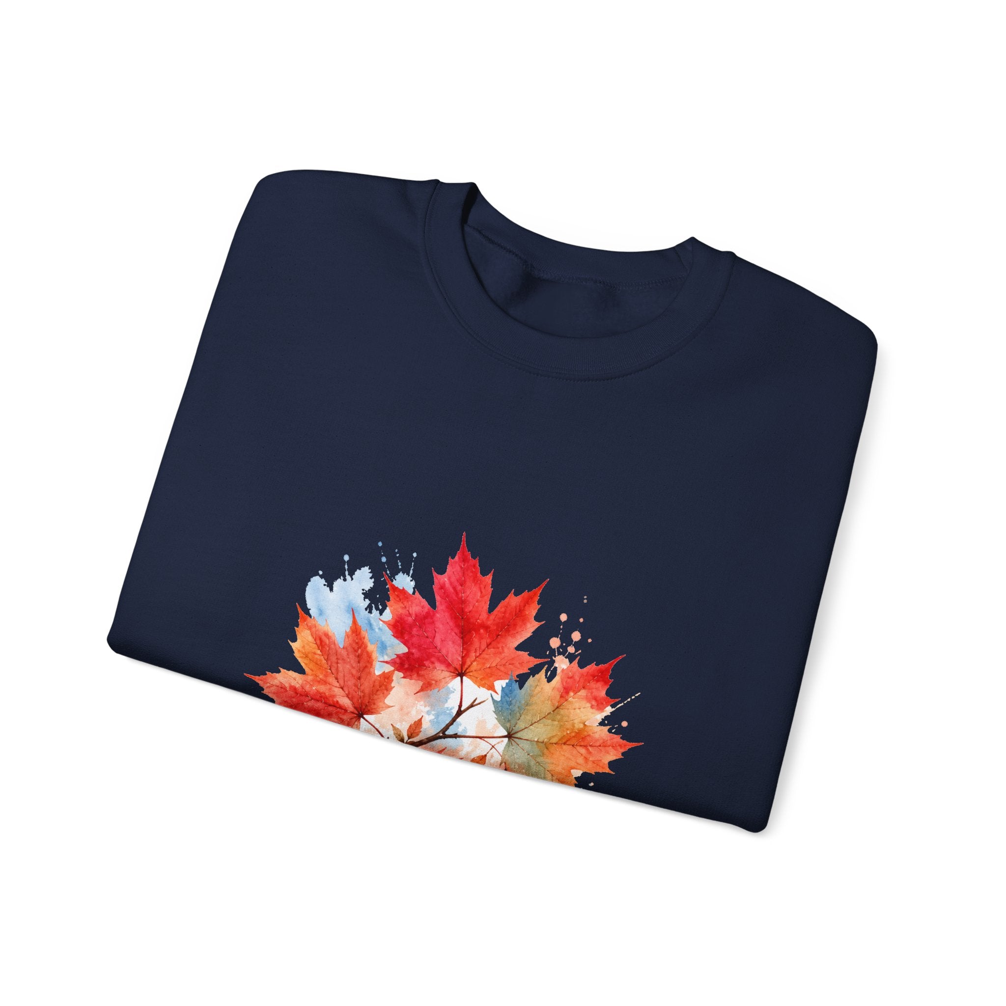 Matching Couple Sweatshirt - Cherry Blossom & Maple Leaf Matching Couple Premium Fleece Sweatshirt Watercolor Art His Hers Birthday Gift - Design B