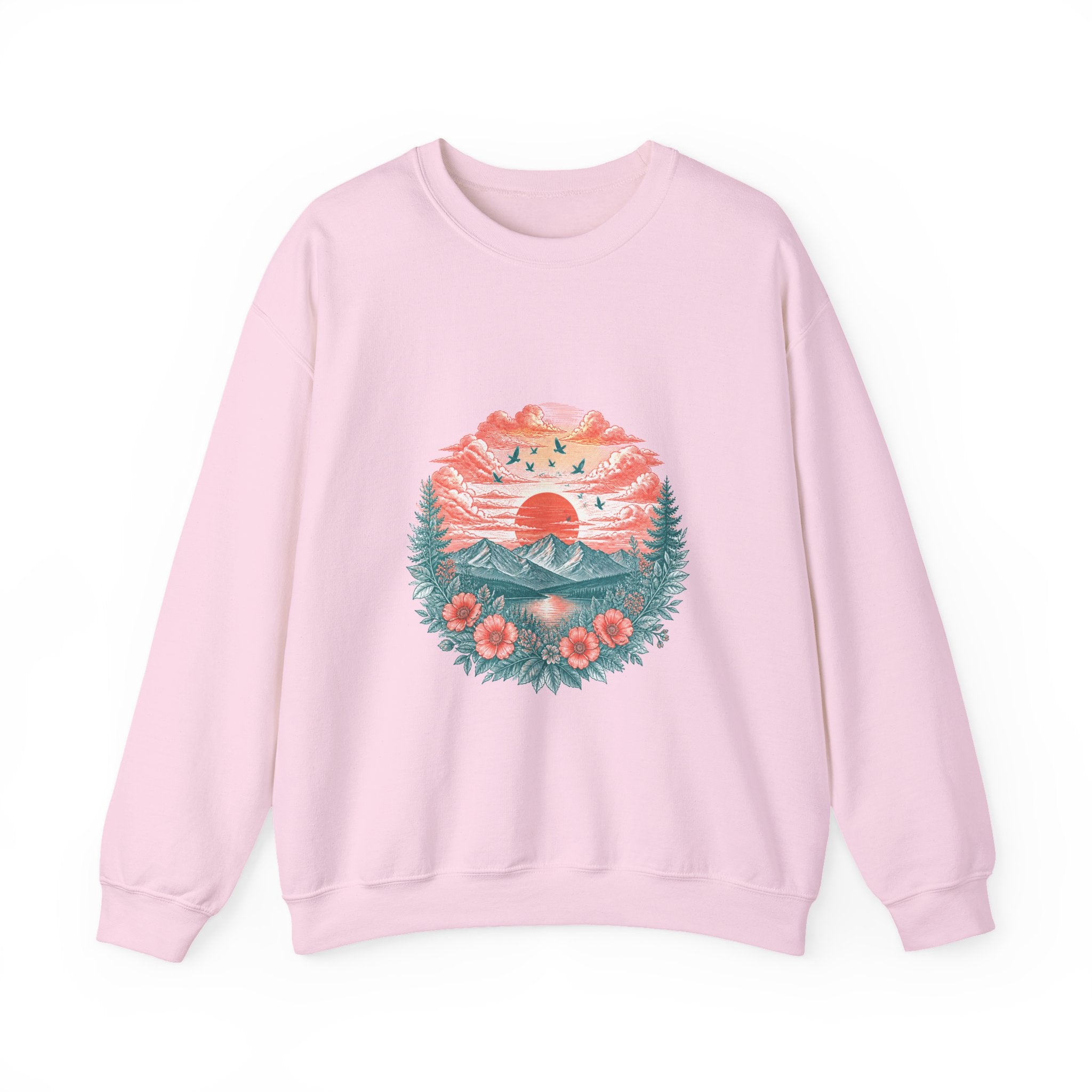 Matching Couple Sweatshirt - Sunrise & Sunset Matching Couple Crewneck Sweatshirt Vintage Art His Hers Wedding Gift - Design B