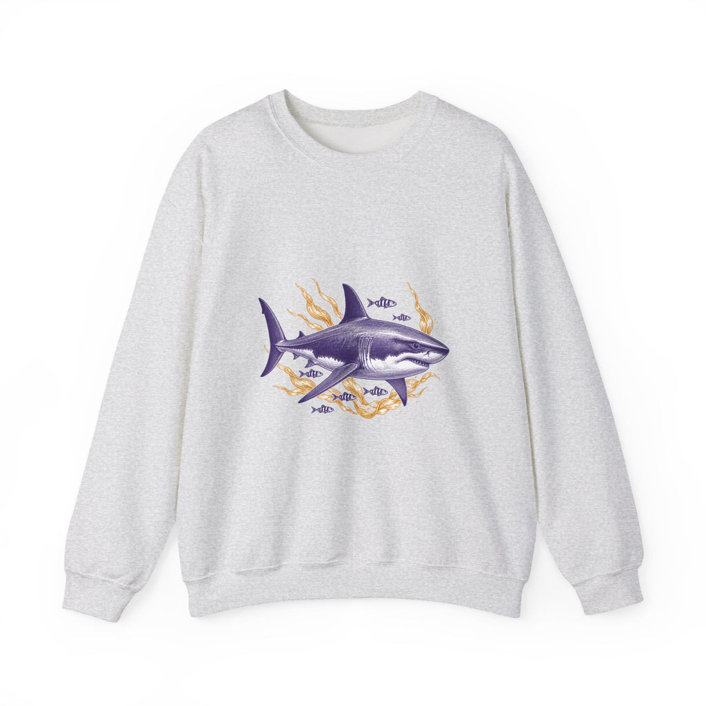 Matching Couple Sweatshirt - Shark & Dolphin Matching Couple Crewneck Sweatshirt Vintage Art His Hers Wedding Gift - Design A