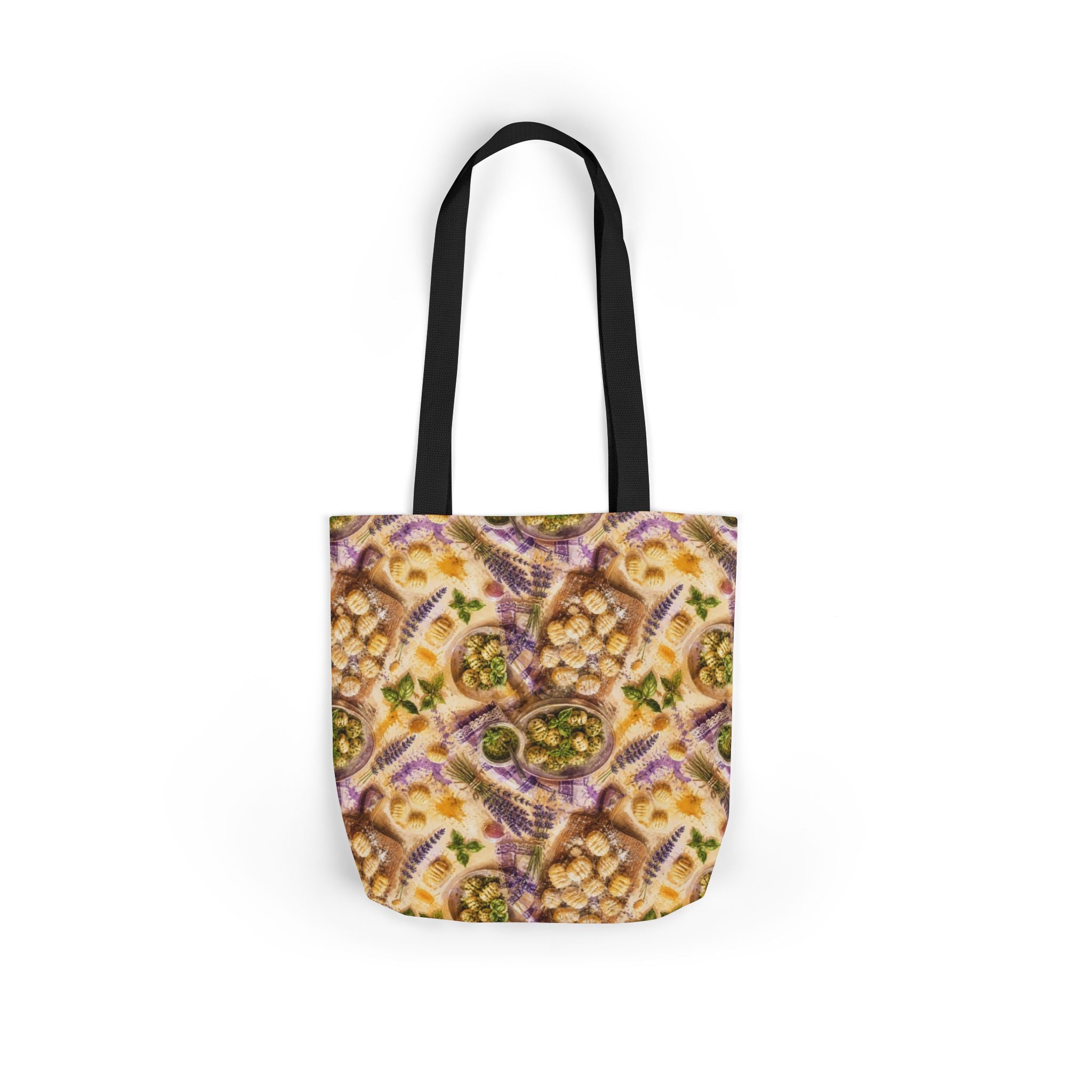 Potato Gnocchi Canvas Tote Bag Mediterranean Kitchen Watercolor Splash Design Italian Cottagecore Gift