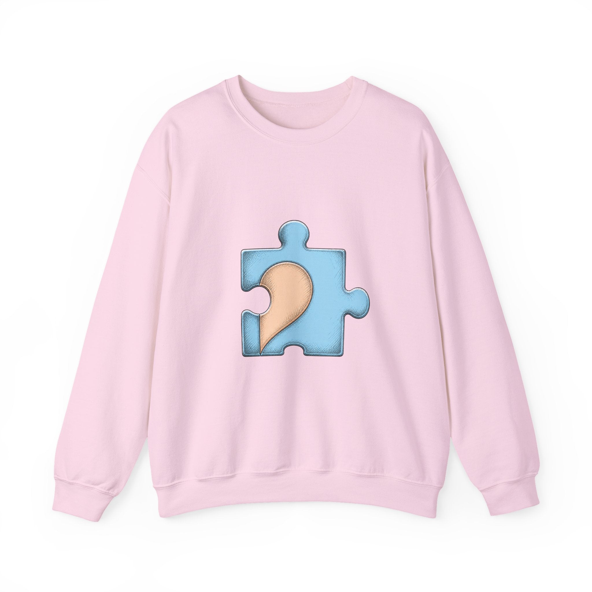 Matching Couple Sweatshirt - Puzzle Pieces Matching Couple Crewneck Sweatshirt Hand-Drawn Art His Hers Best Friend Gift - Design B
