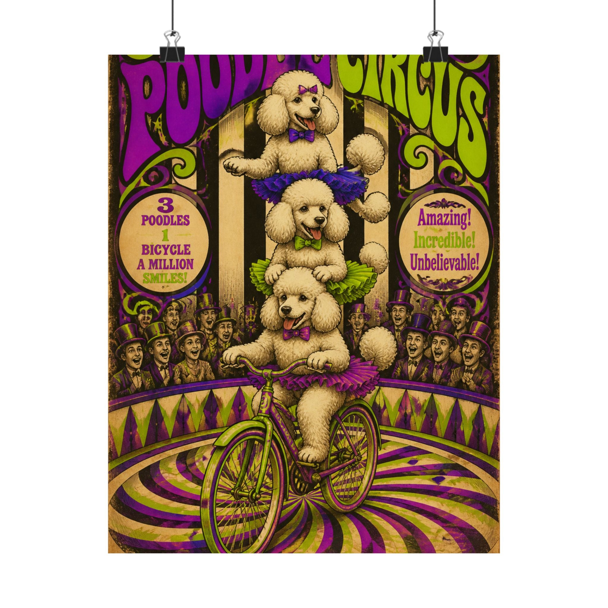 Poodle Stack Bicycle Wall Art Poster 24×36 Psychedelic Dining Room Decor Maximalist Print