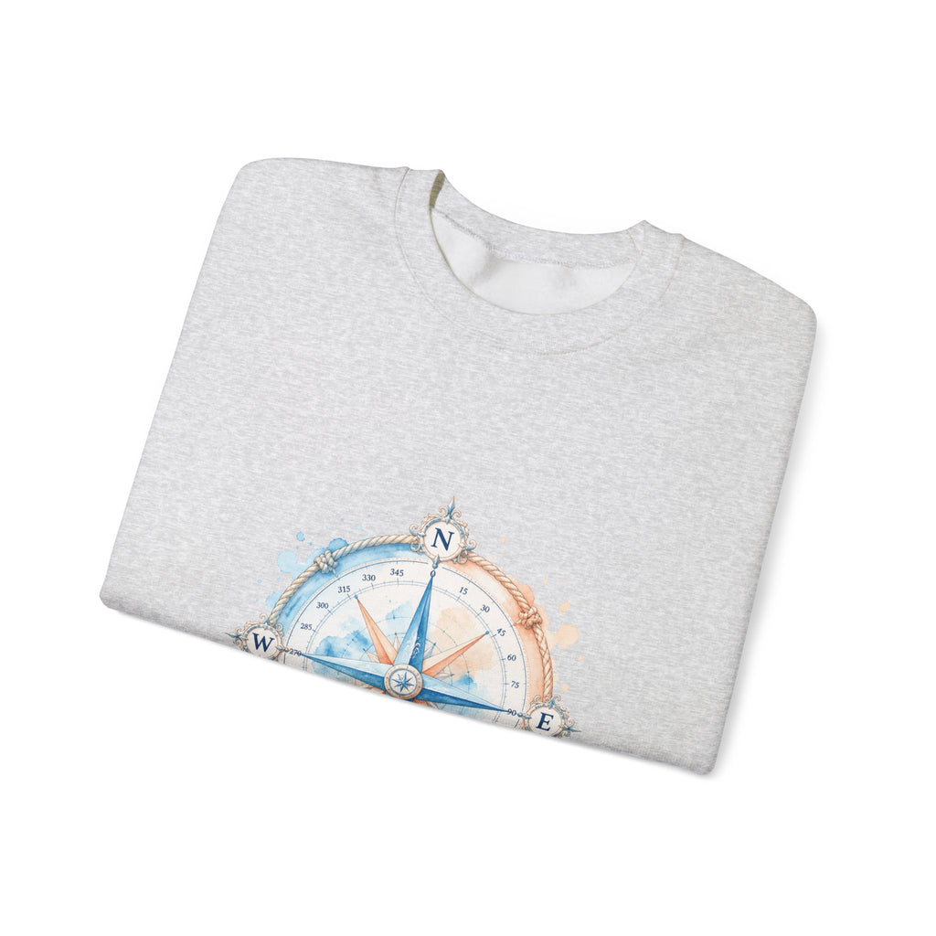 Matching Couple Sweatshirt - Compass North & South Matching Couple Premium Fleece Sweatshirt Watercolor Art His Hers Birthday Gift - Design A