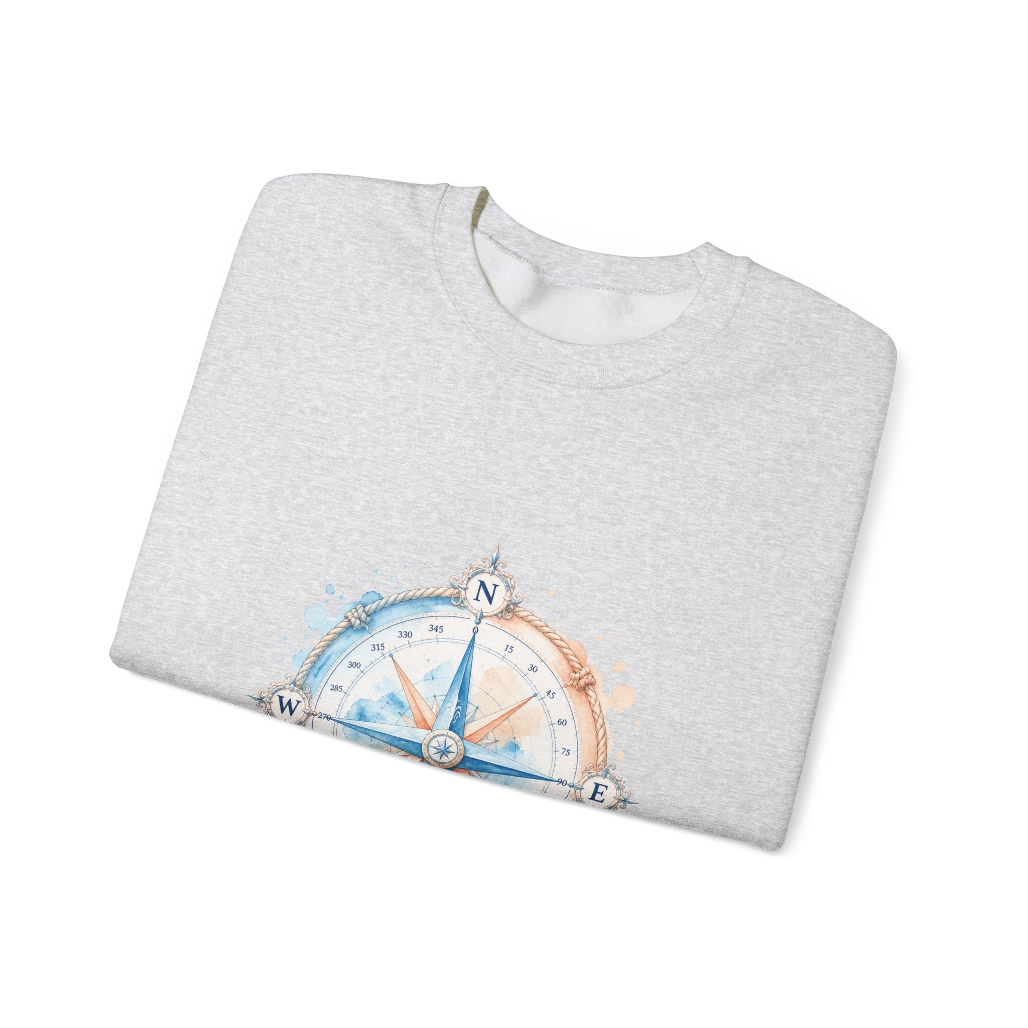 Matching Couple Sweatshirt - Compass North & South Matching Couple Premium Fleece Sweatshirt Watercolor Art His Hers Birthday Gift - Design A
