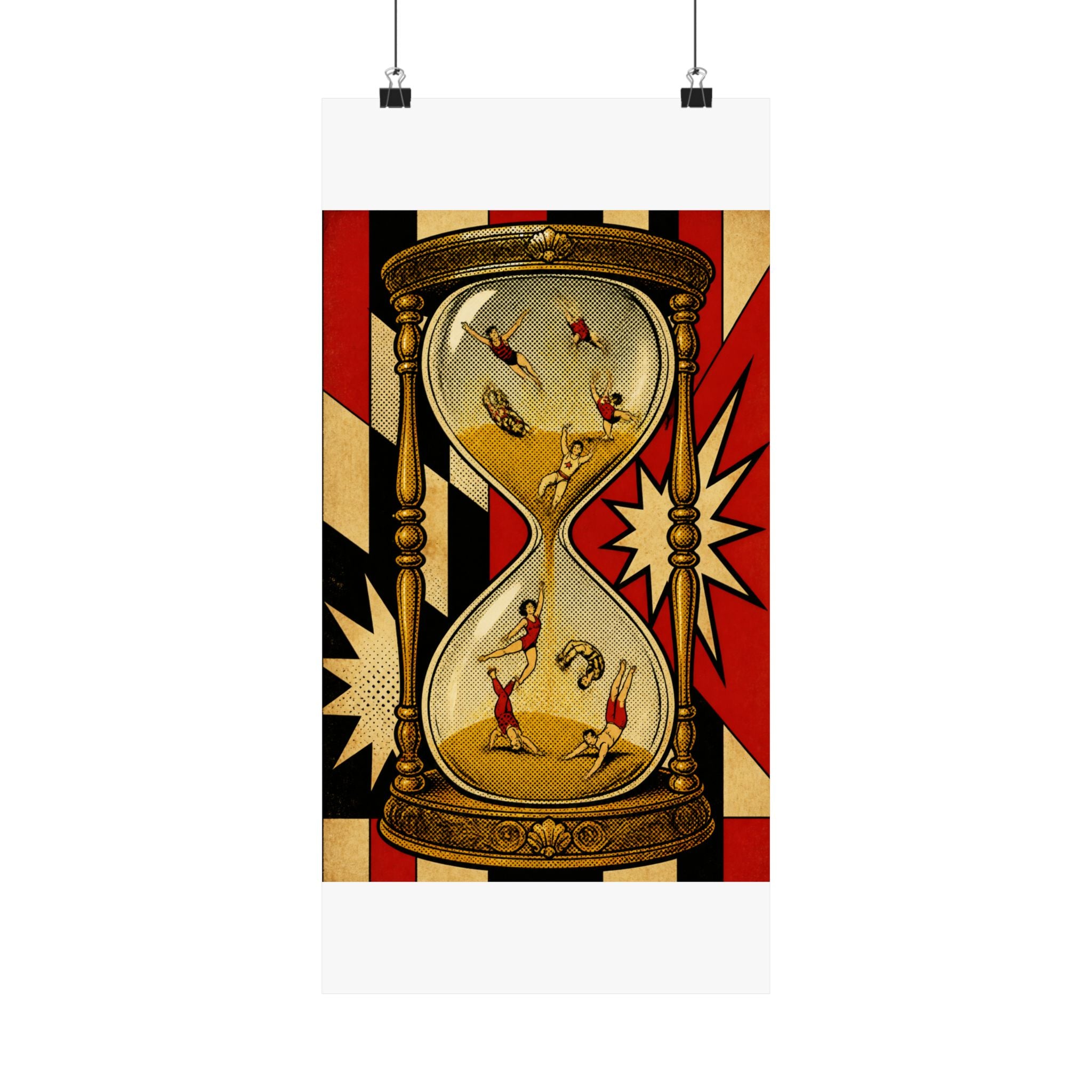 Hourglass Acrobats Wall Art Poster 18×24 Pop Art Living Room Decor Maximalist Print