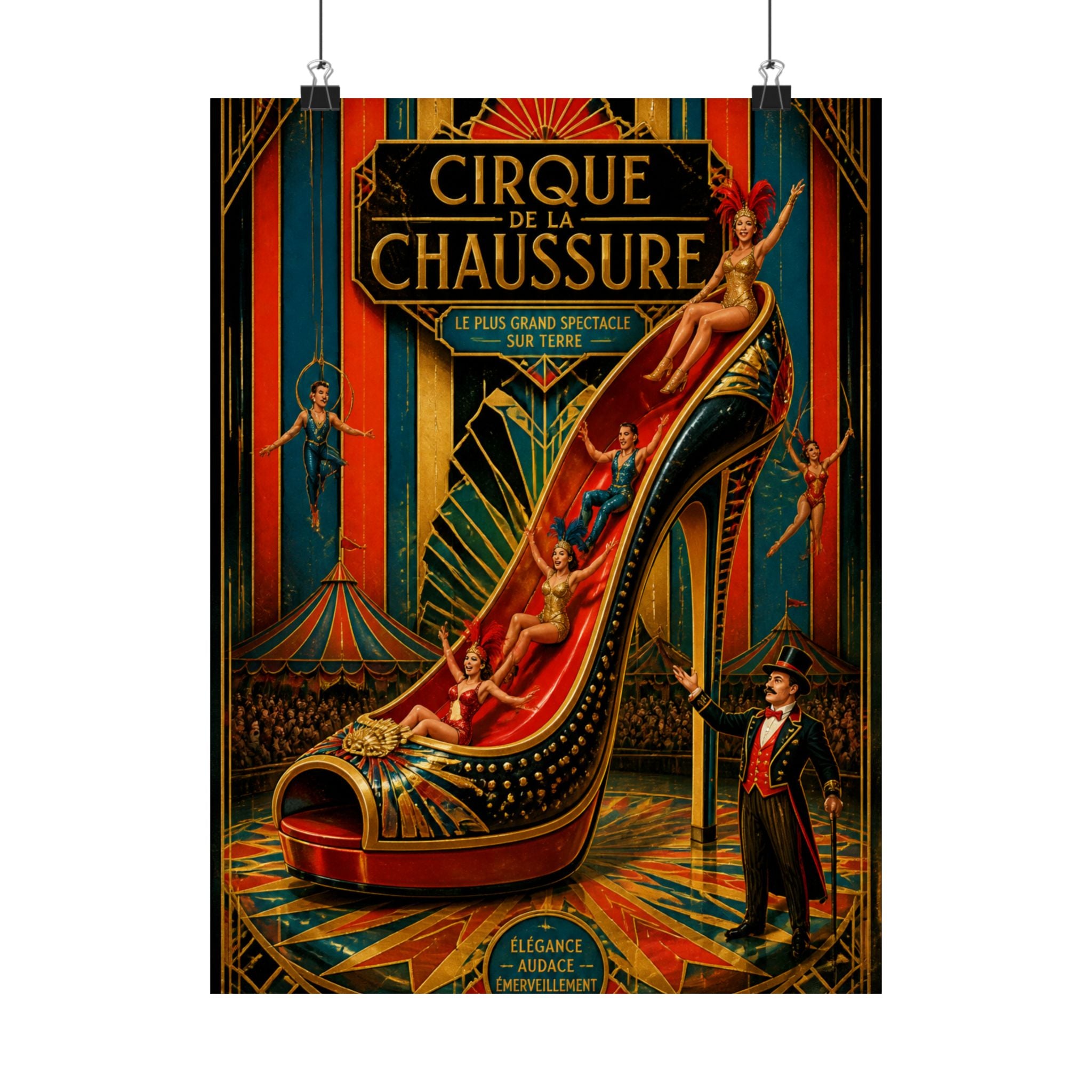 High Heel Slide Wall Art Poster 18×24 Art Deco Entryway Decor Maximalist Print