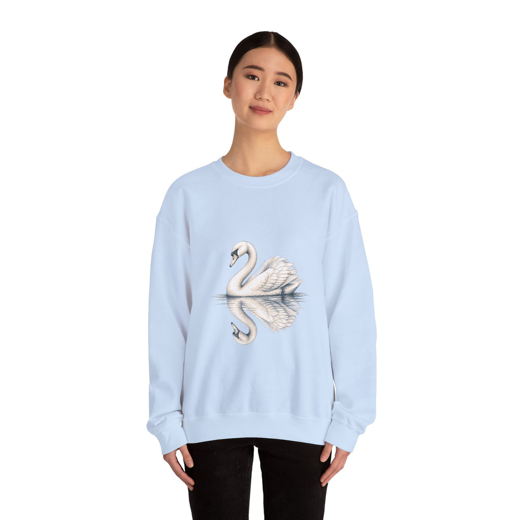 Matching Couple Sweatshirt - Raven & Swan Matching Couple Premium Fleece Sweatshirt Hand-Drawn Art His Hers Anniversary Gift - Design B